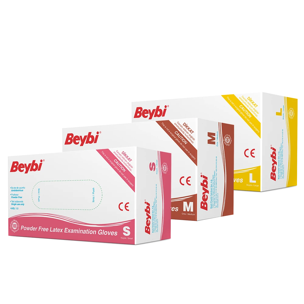 Powder-Free Latex Examination Gloves - Box of 100