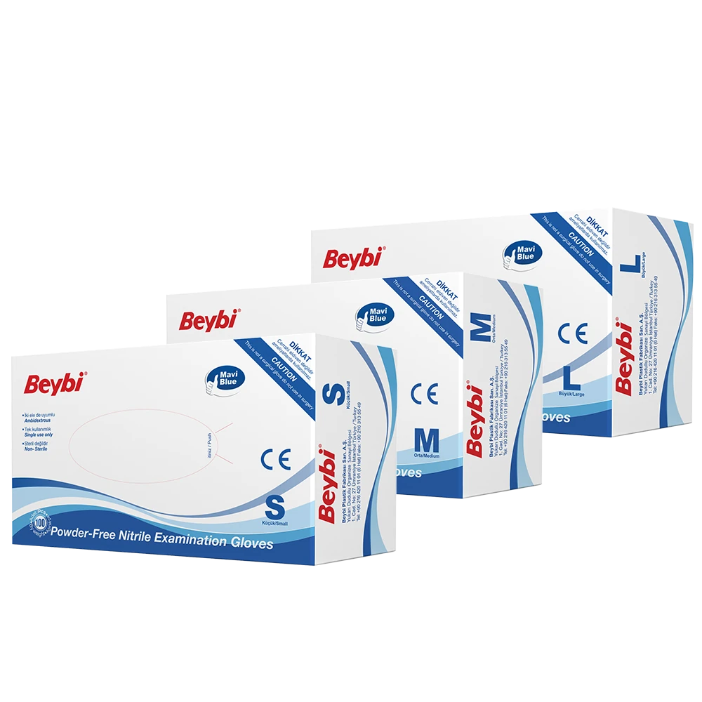 Powder-Free Blue Nitrile Examination Gloves - Box of 100 image