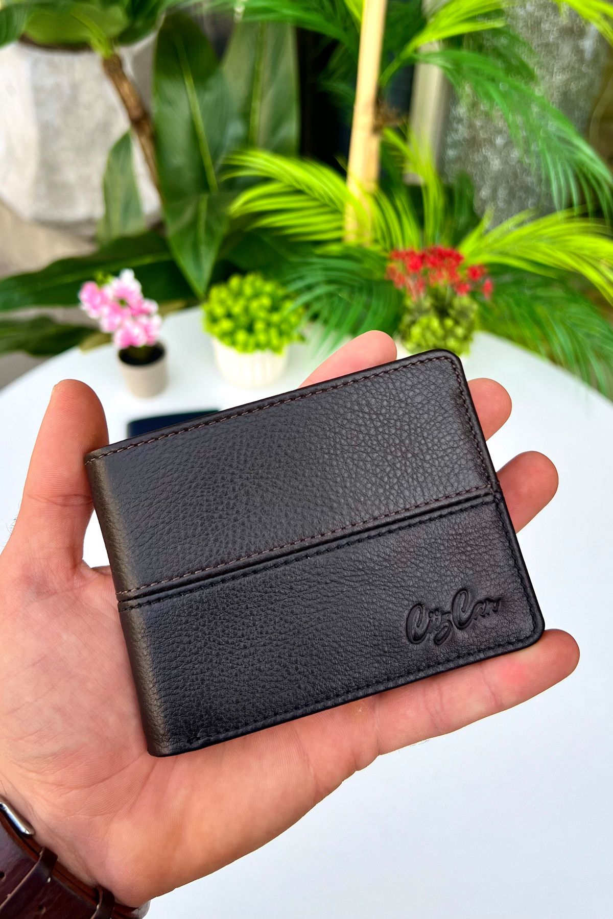 Frankfurt Hakiki Deri Spor Model Erkek Cüzdan  - siyah-kahverengi