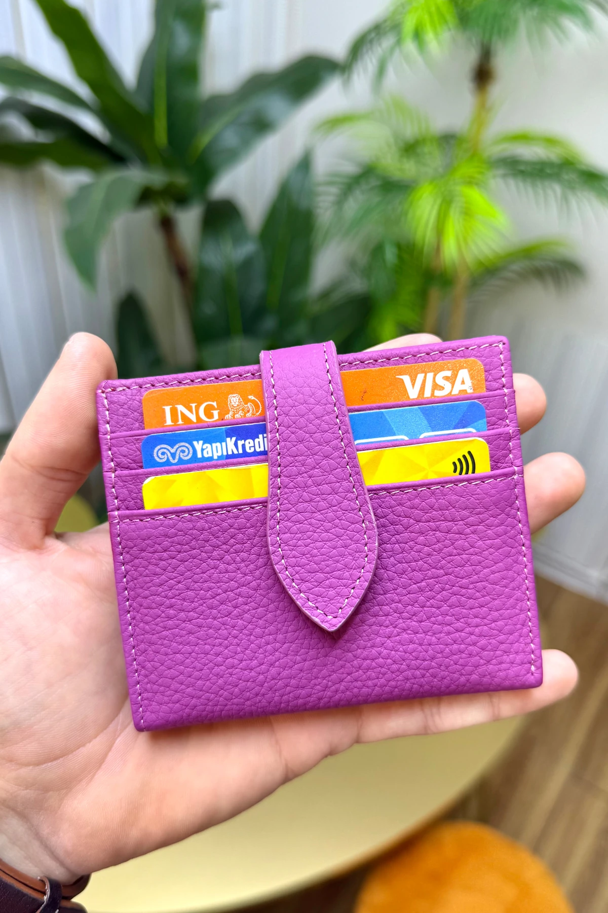 Flora Hakiki Deri Kadın Cüzdan Kibar Şık ve Kullanışlı - fuşya