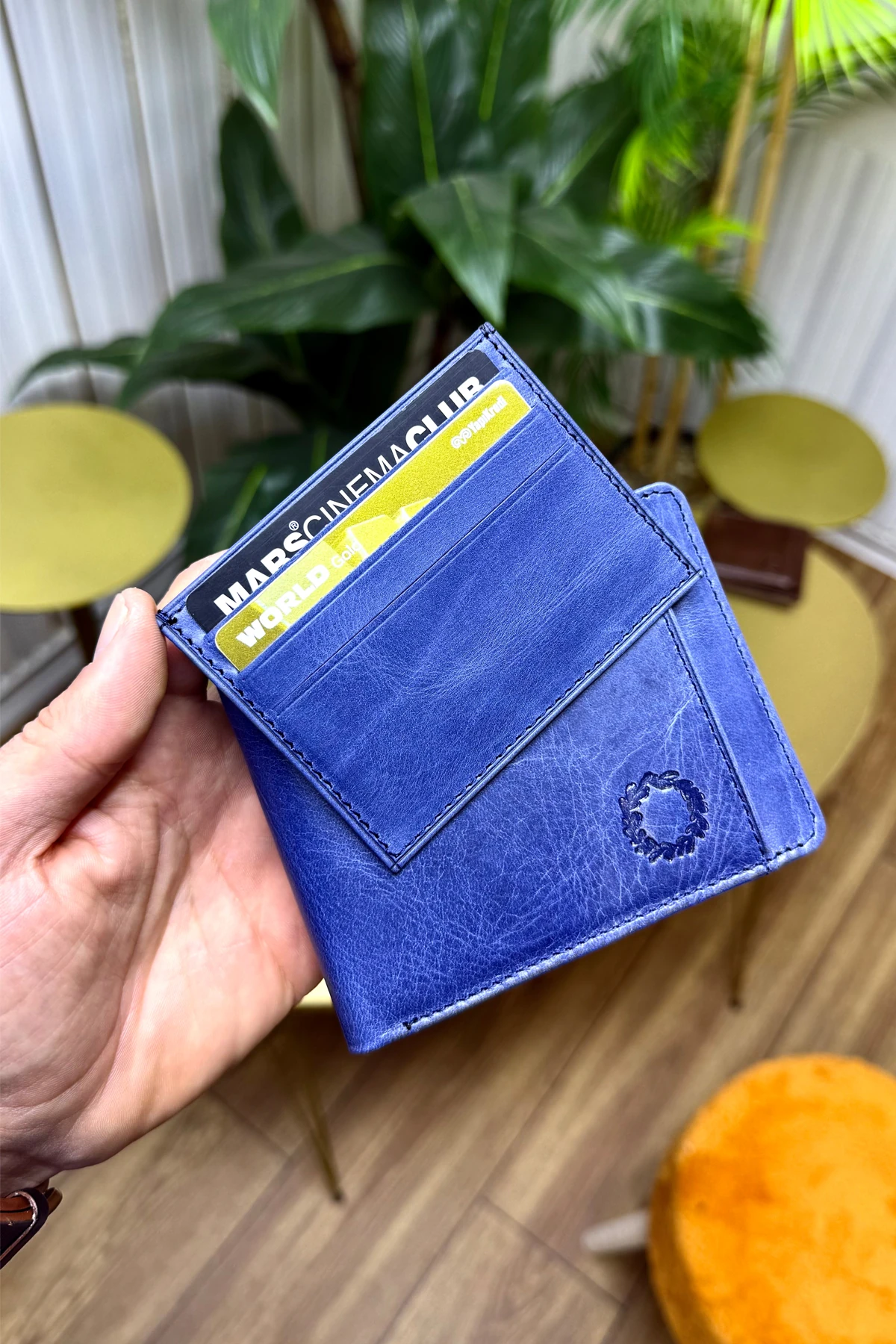 M.UTD Lacivert Hakiki Deri Kartlık Hediyeli Cüzdan