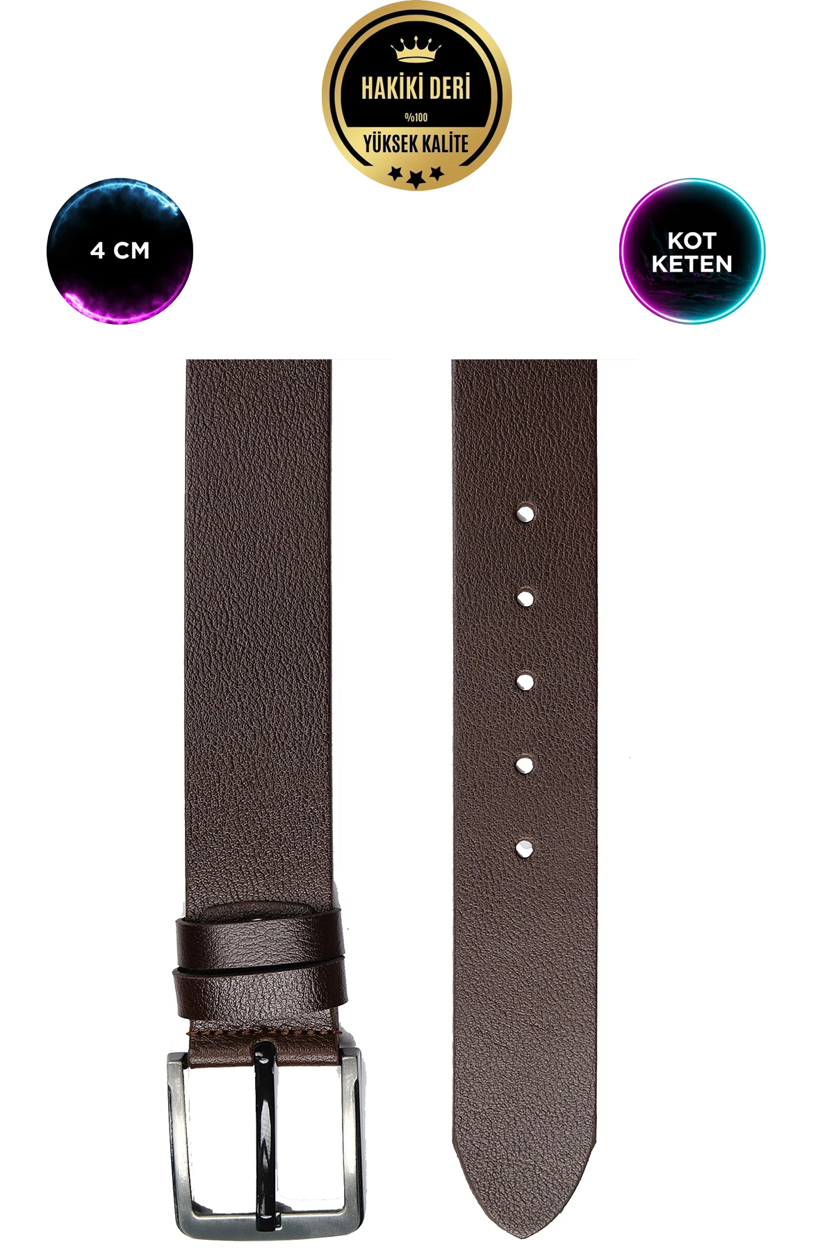 Hakiki Deri 4 CM Klasik Erkek Kemer (KOT/KETEN)