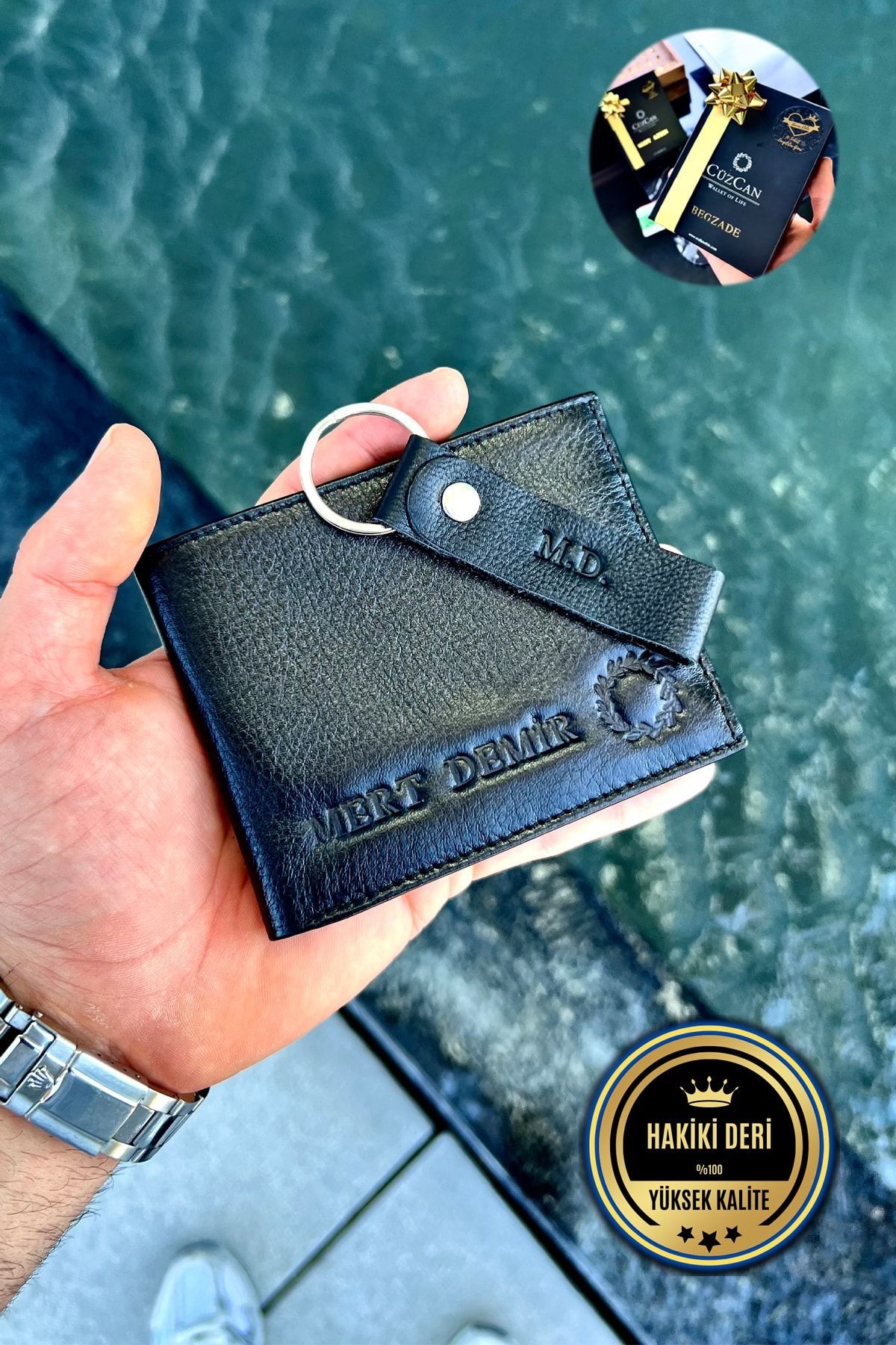 Nirvana düz Siyah Hakiki Deri Erkek Cüzdan  (ANAHTARLIK HEDİYELİ) - düzsiyah
