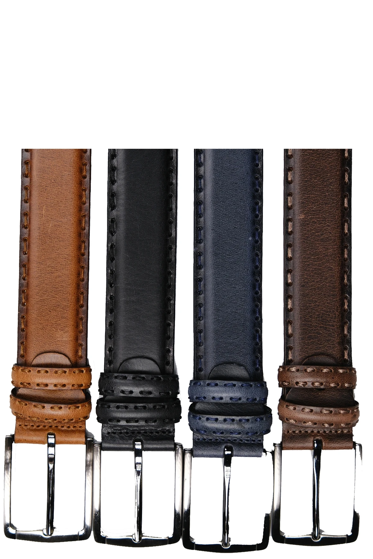 Hakiki Deri 4 CM Özel Saraç Dikişli Erkek Kemer 4 Adet - KAHVERENGİ,SİYAH,LACİVERT,TABA