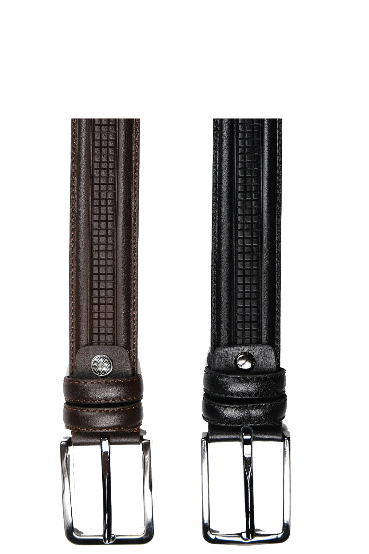 Hakiki Deri Hasır 3 CM Erkek Kemer Kahverengi-Siyah (KUMAŞ/KETEN)