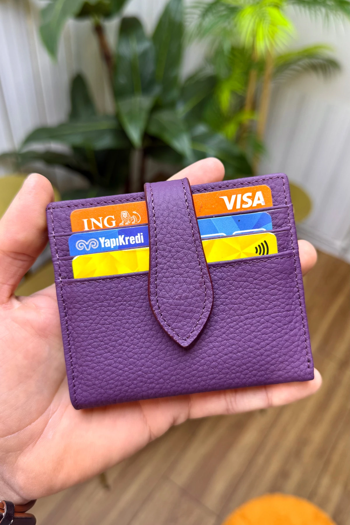 Flora Hakiki Deri Kadın Cüzdan Kibar Şık ve Kullanışlı - mor