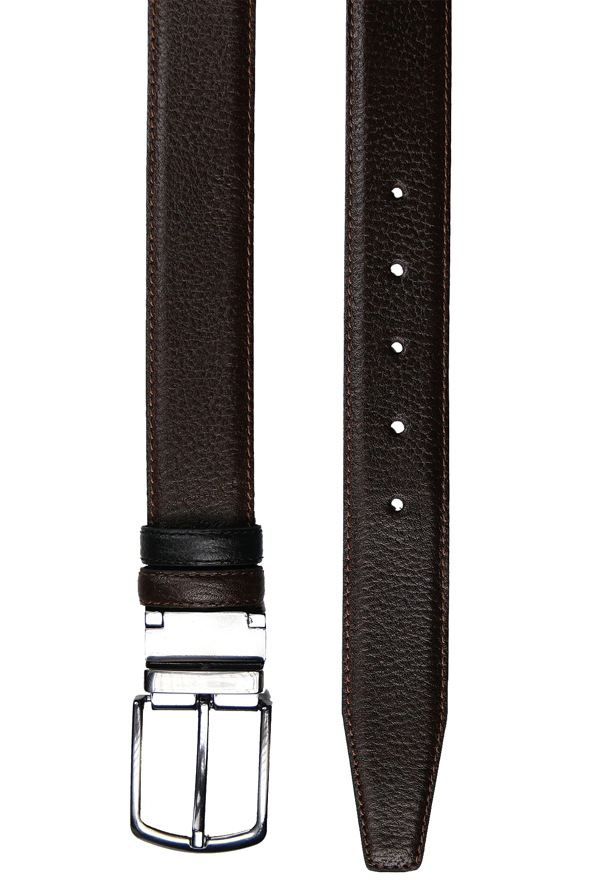 Hakiki Deri Özel Çift Taraflı 3,5 CM Erkek Kemer - kahverengi