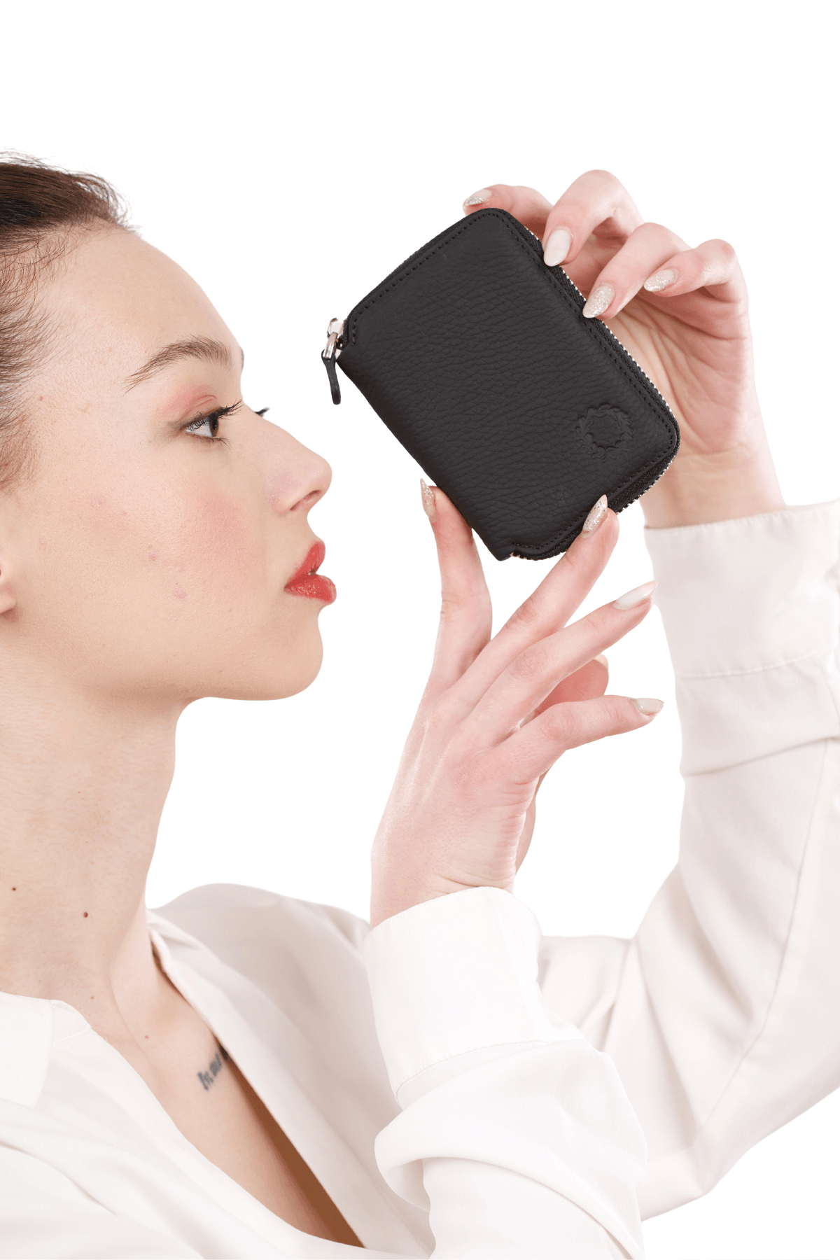 Mini Petty Siyah Unisex Fermuarlı Cüzdan