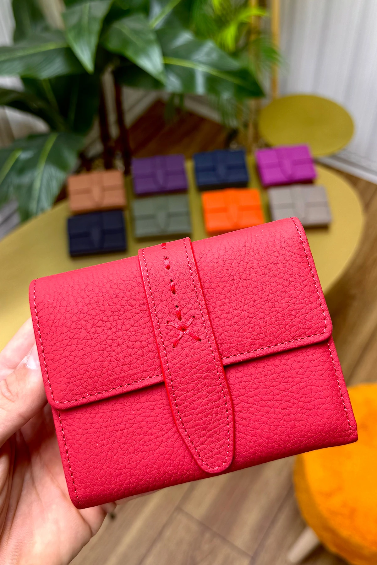 Lily Hakiki Deri Kadın Cüzdan Kibar Şık ve Kullanışlı - kırmızı