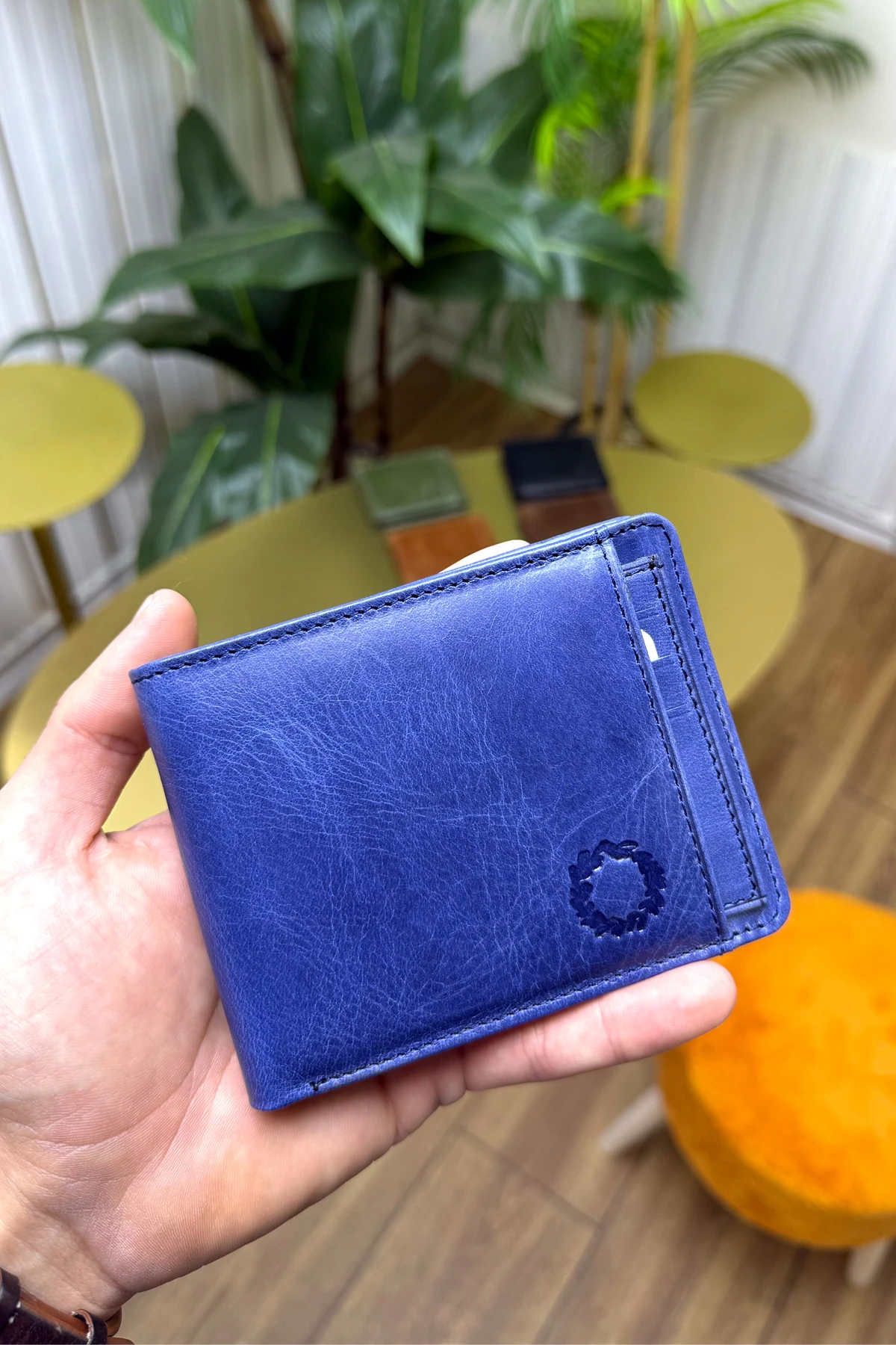 M.UTD Lacivert Hakiki Deri Kartlık Hediyeli Cüzdan