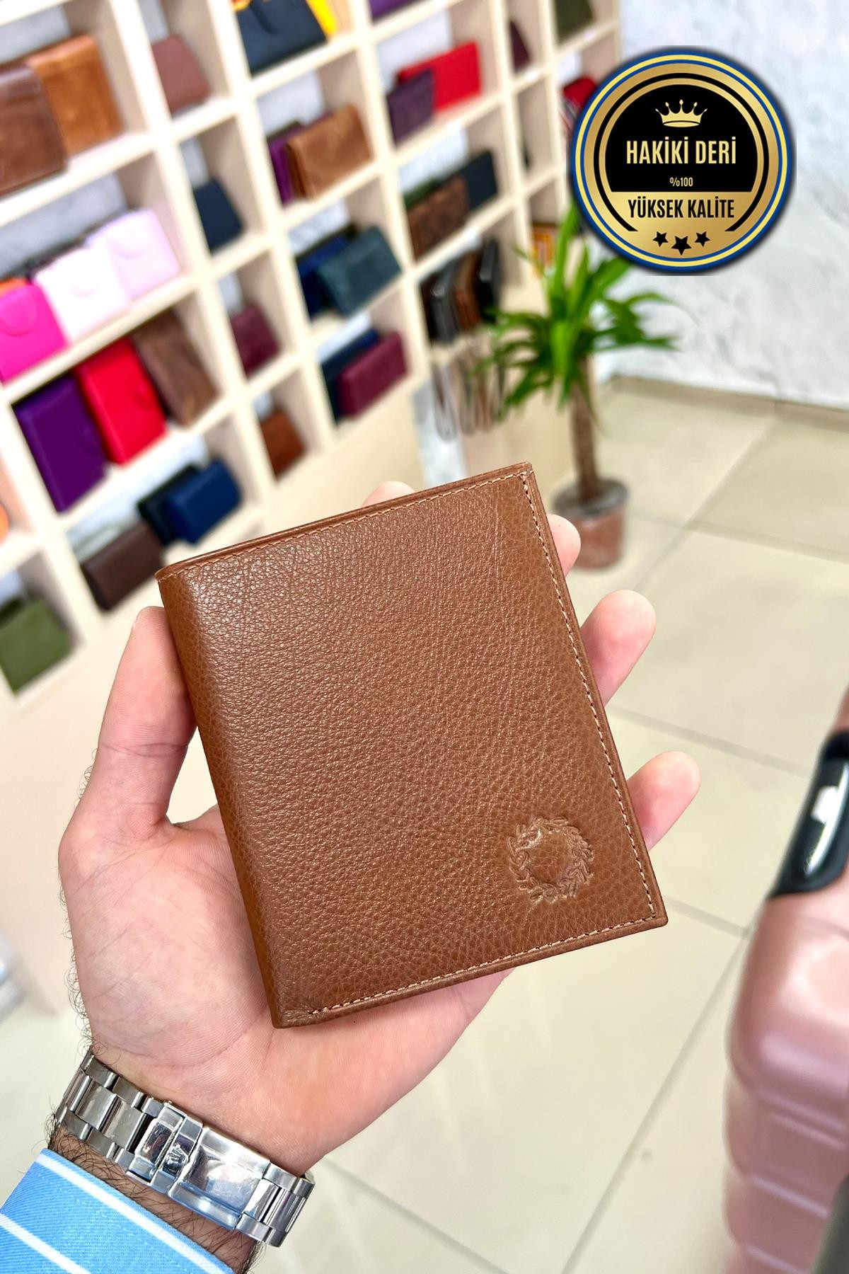 Masjen Taba Erkek Hakiki Deri Dikey Kibar Model Cüzdan