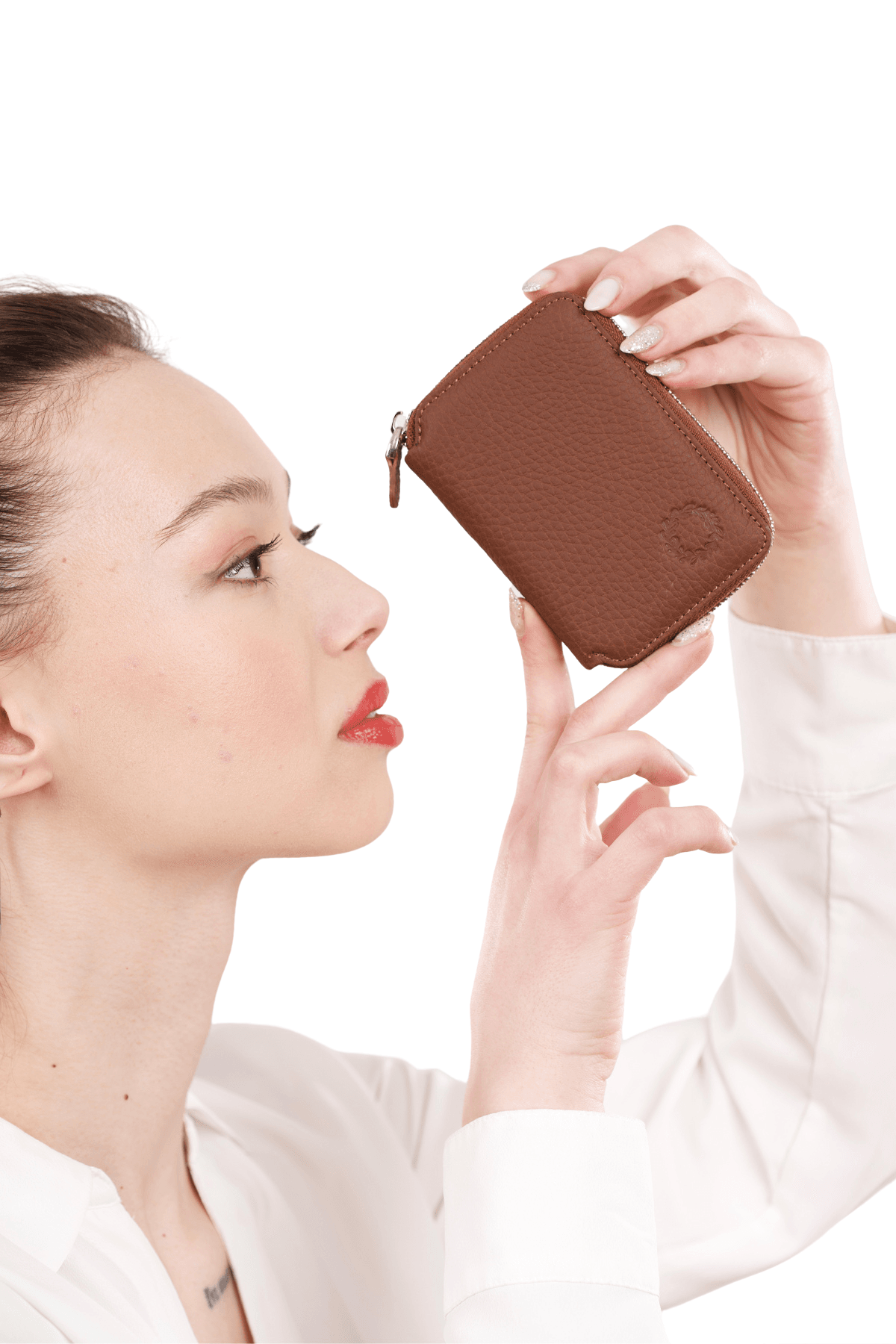 Mini Petty Kahve Unisex Fermuarlı Cüzdan