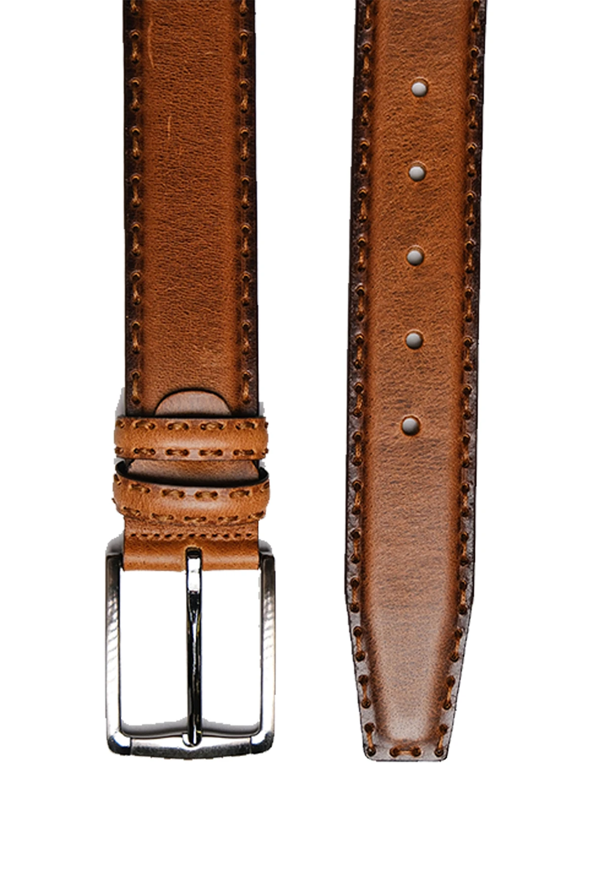 Hakiki Deri 4 CM Özel Saraç Dikişli Erkek Kemer ( KOT/KETEN/KUMAŞ) - taba