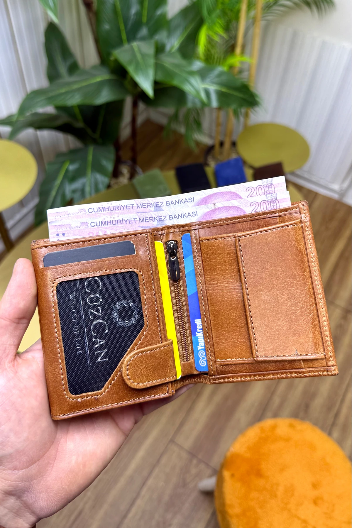 Florida Hakiki Deri Erkek Cüzdan ( UFAK VE KİBAR) - taba