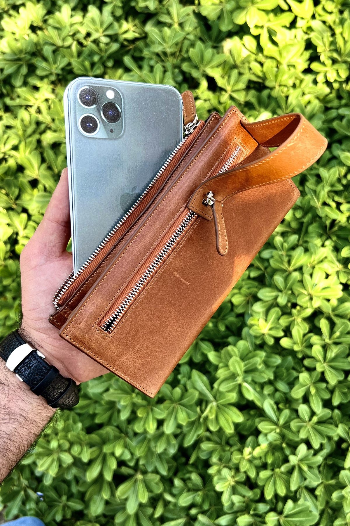 Unisex Editon Crazy Taba Hakiki Deri Telefon Cüzdanı