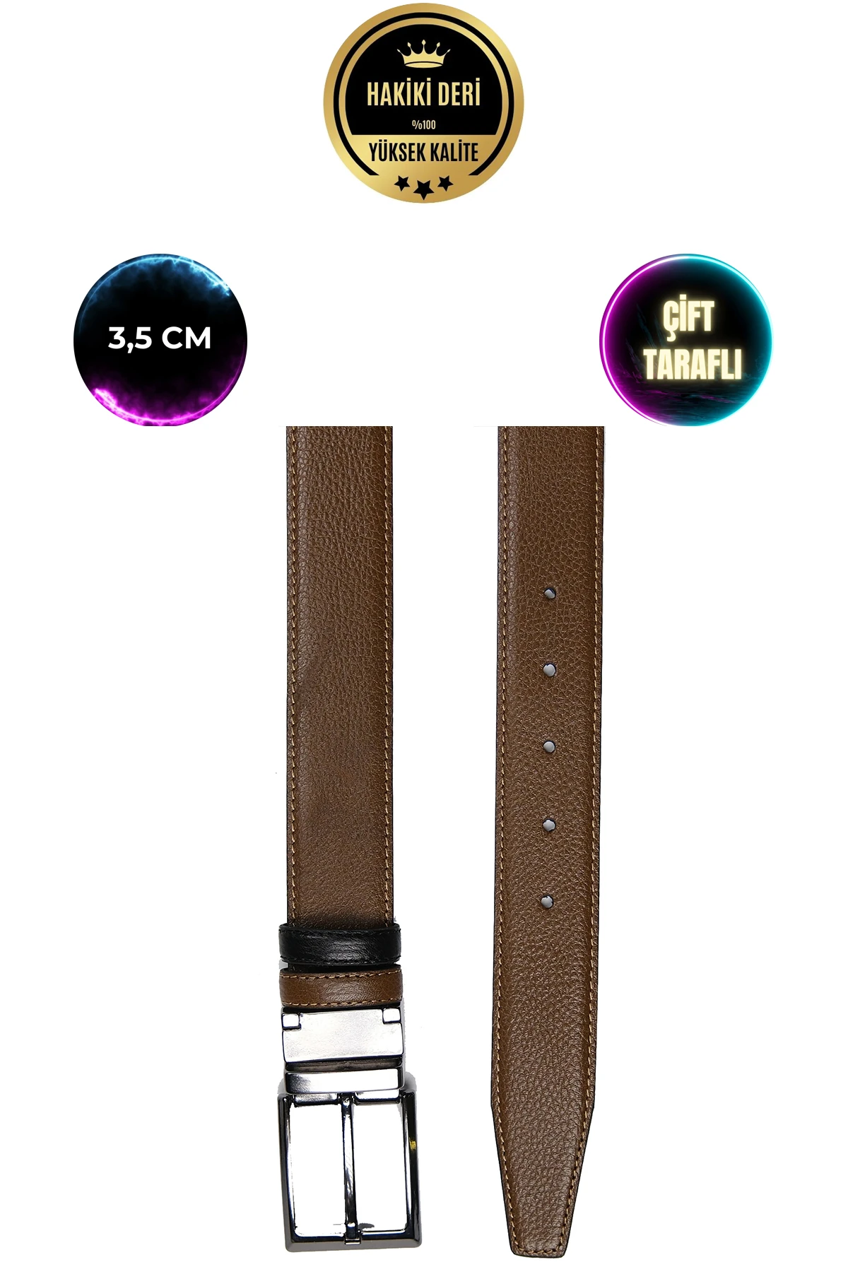 Hakiki Deri Özel Çift Taraflı 3,5 CM Erkek Kemer
