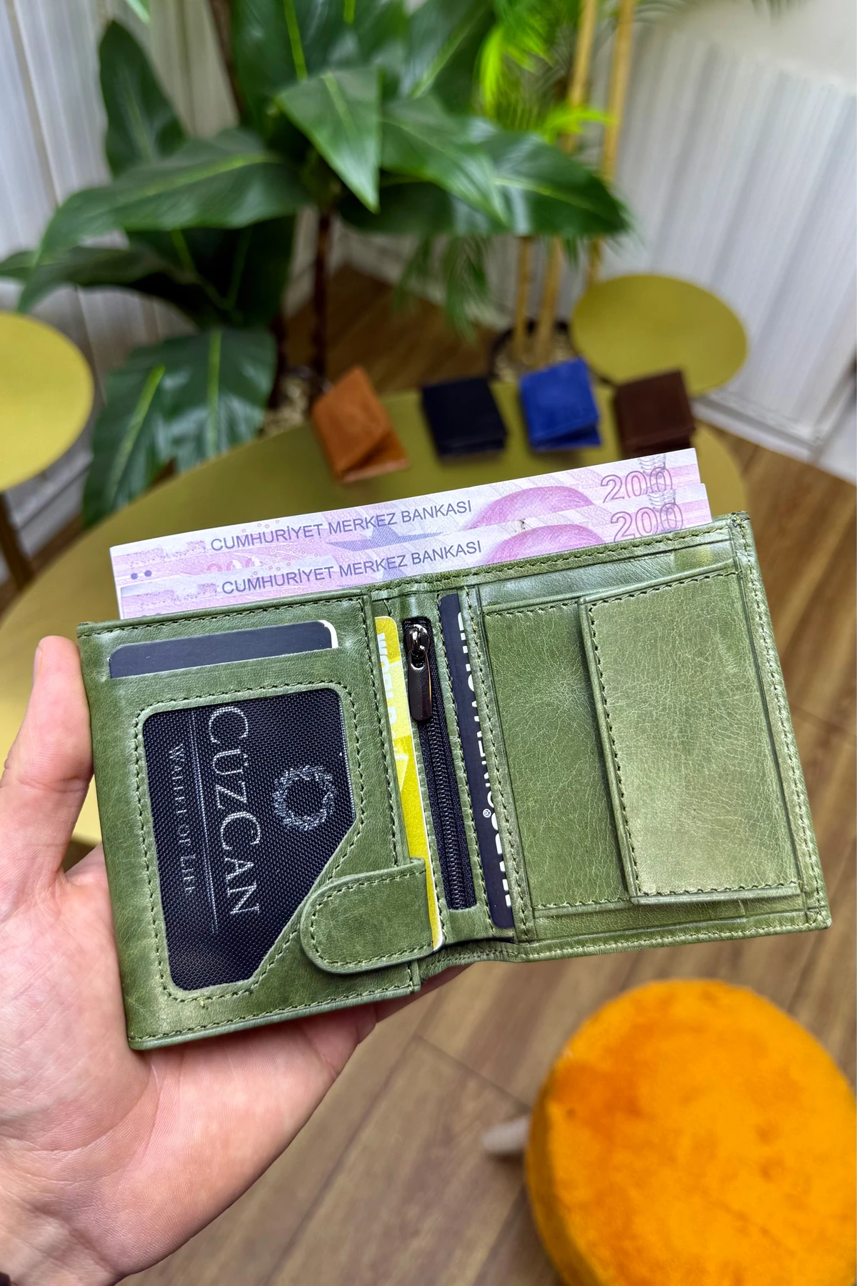 Florida Hakiki Deri Erkek Cüzdan ( UFAK VE KİBAR) - yeşil