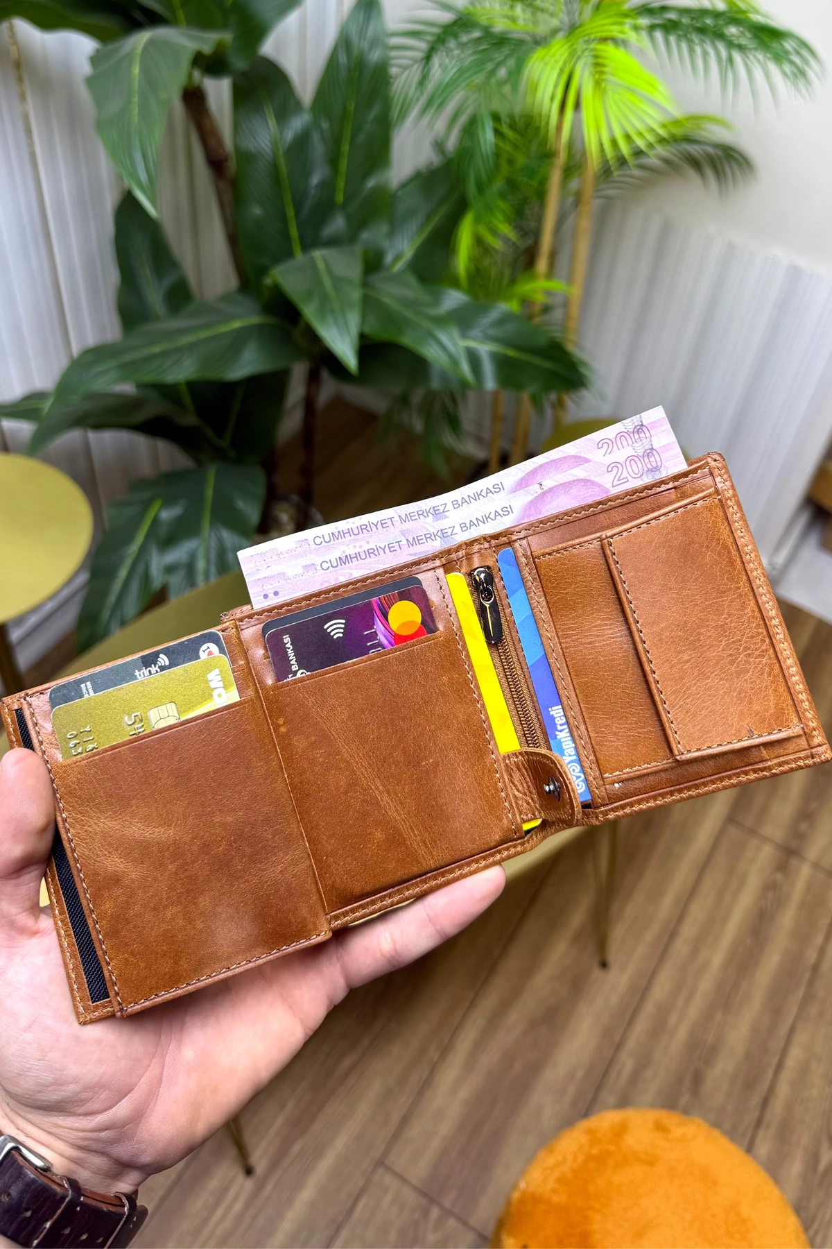 Florida Hakiki Deri Erkek Cüzdan ( UFAK VE KİBAR) - taba