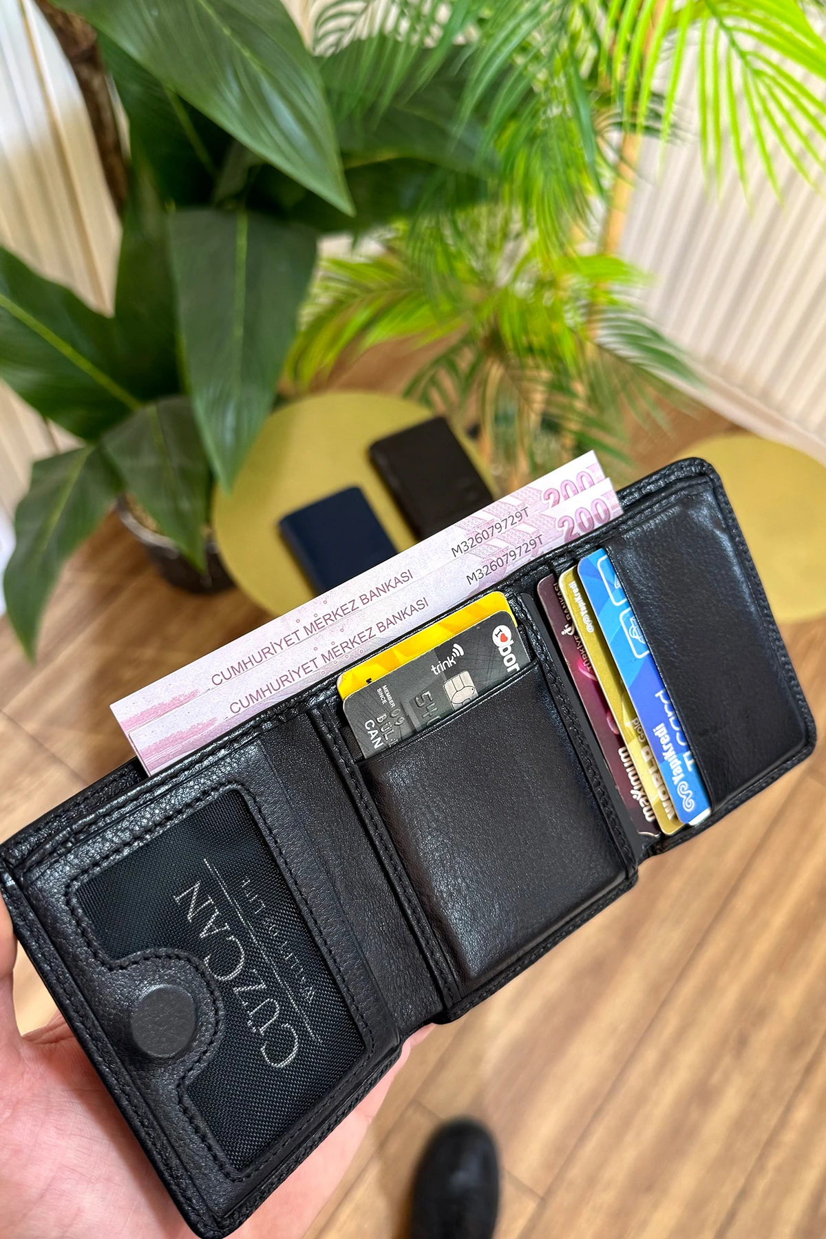 Roco Hakiki Deri Mıknatıslı Erkek Cüzdan Ufak ve Kullanışlı - siyah