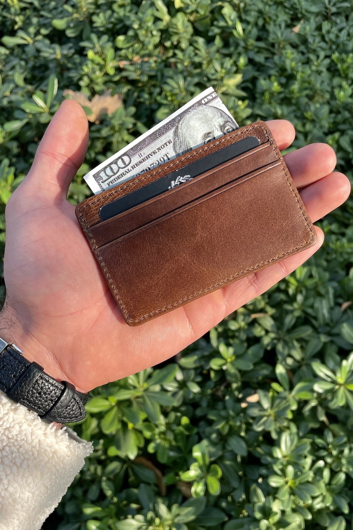 Unisex Antik Kahve Mini Design Hakiki Deri Kartlık