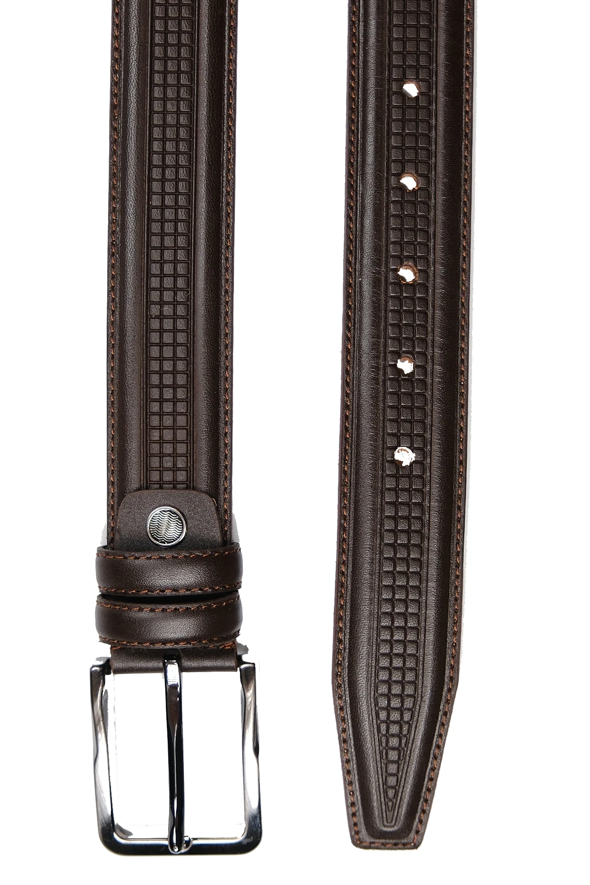 Hakiki Deri Hasır 3 CM Erkek Kemer Kahverengi-Siyah (KUMAŞ/KETEN)