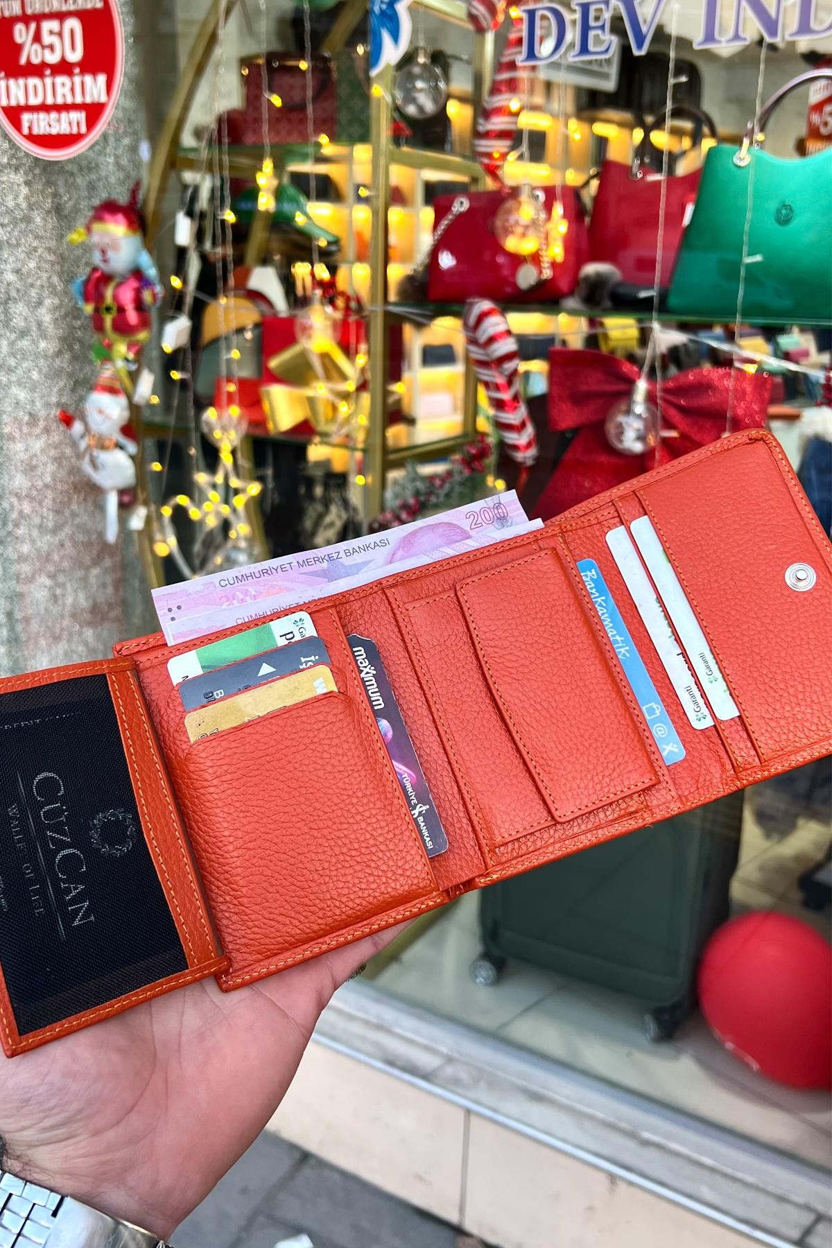 Sahra Turuncu Hakiki Deri Kadın Cüzdan Kibar ve Kullanışlı (12x9cm)