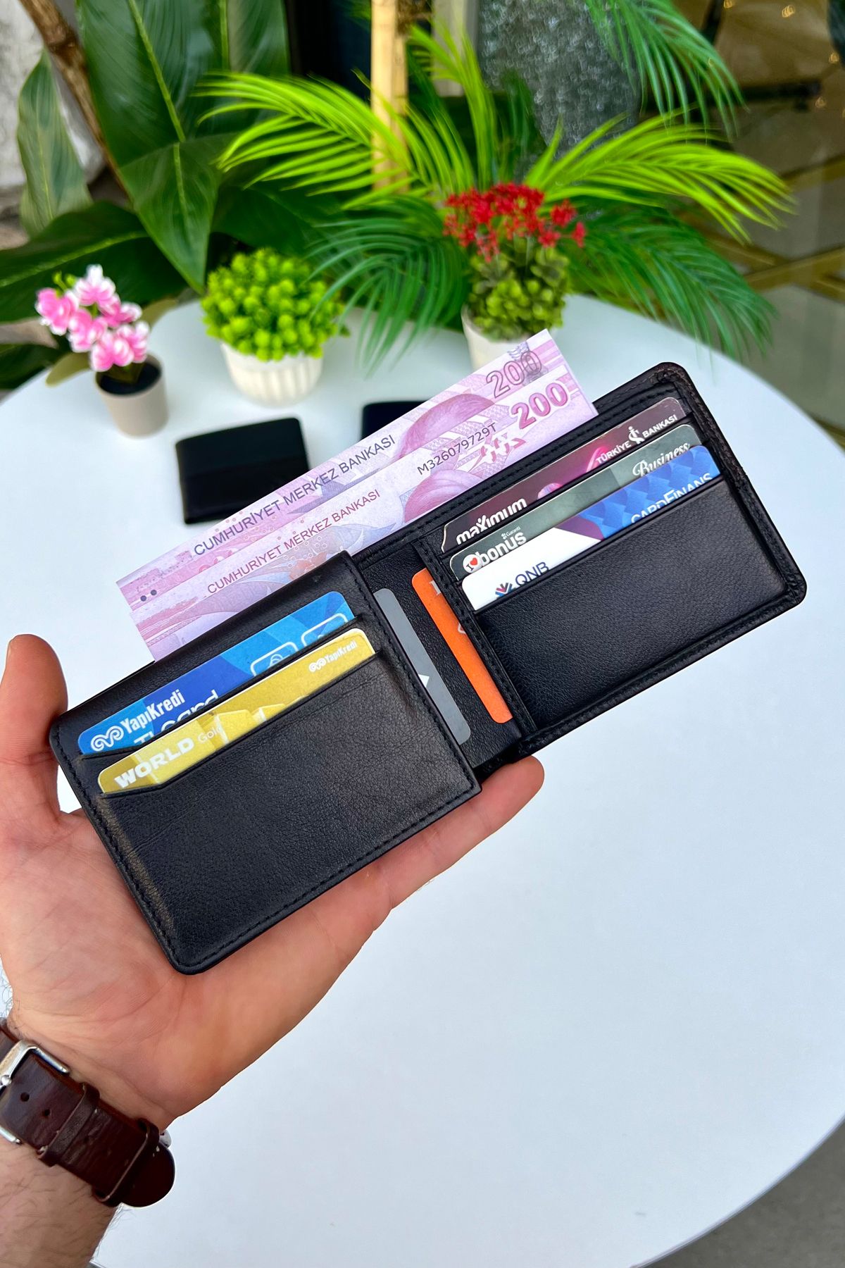 Frankfurt Hakiki Deri Spor Model Erkek Cüzdan  - siyah-lacivert