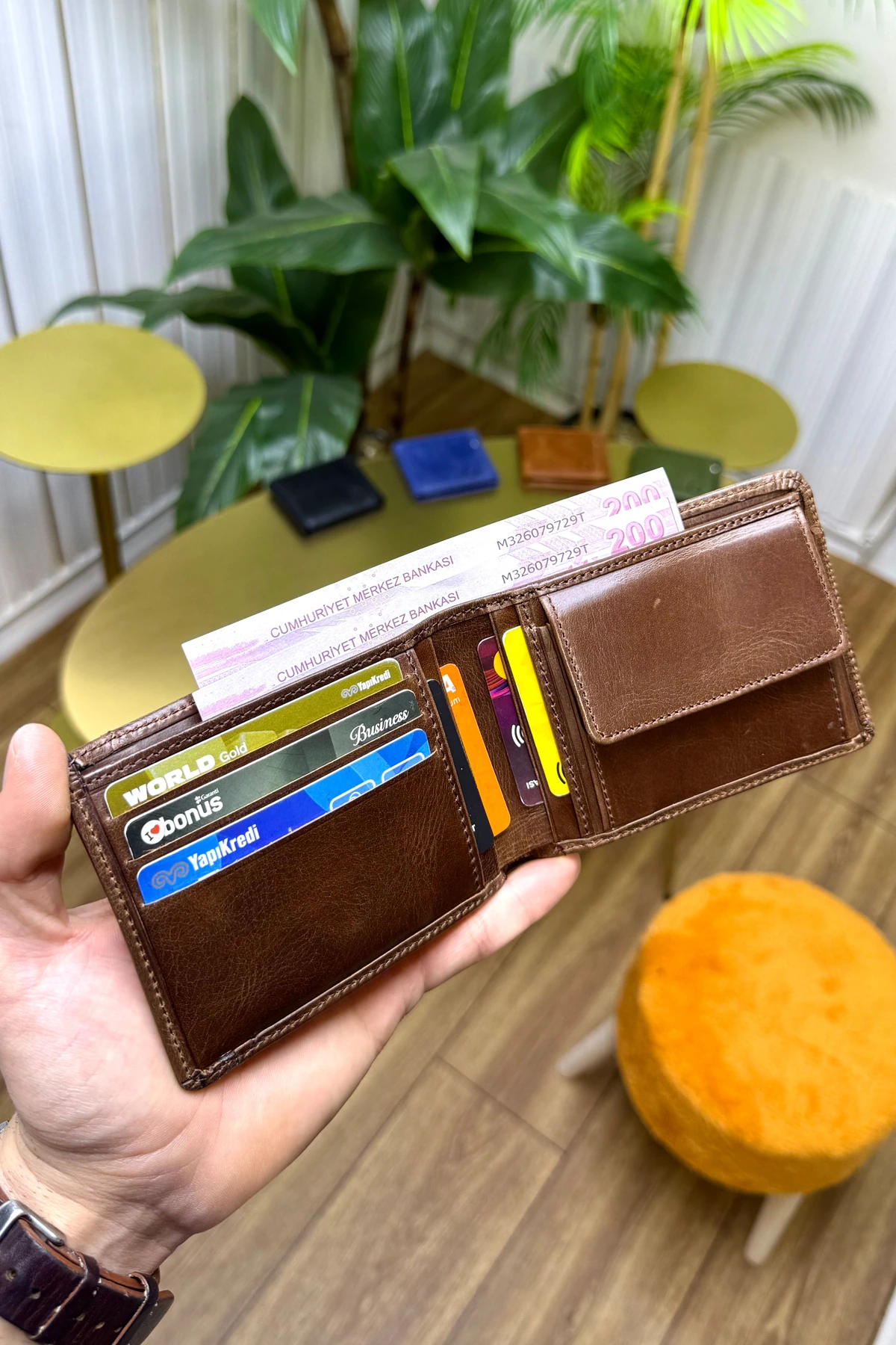 M.UTD Brown Hakiki Deri Kartlık Hediyeli Cüzdan