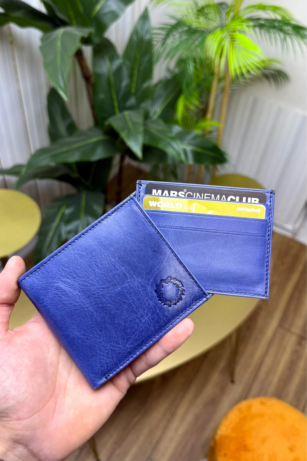 M.UTD Lacivert Hakiki Deri Kartlık Hediyeli Cüzdan