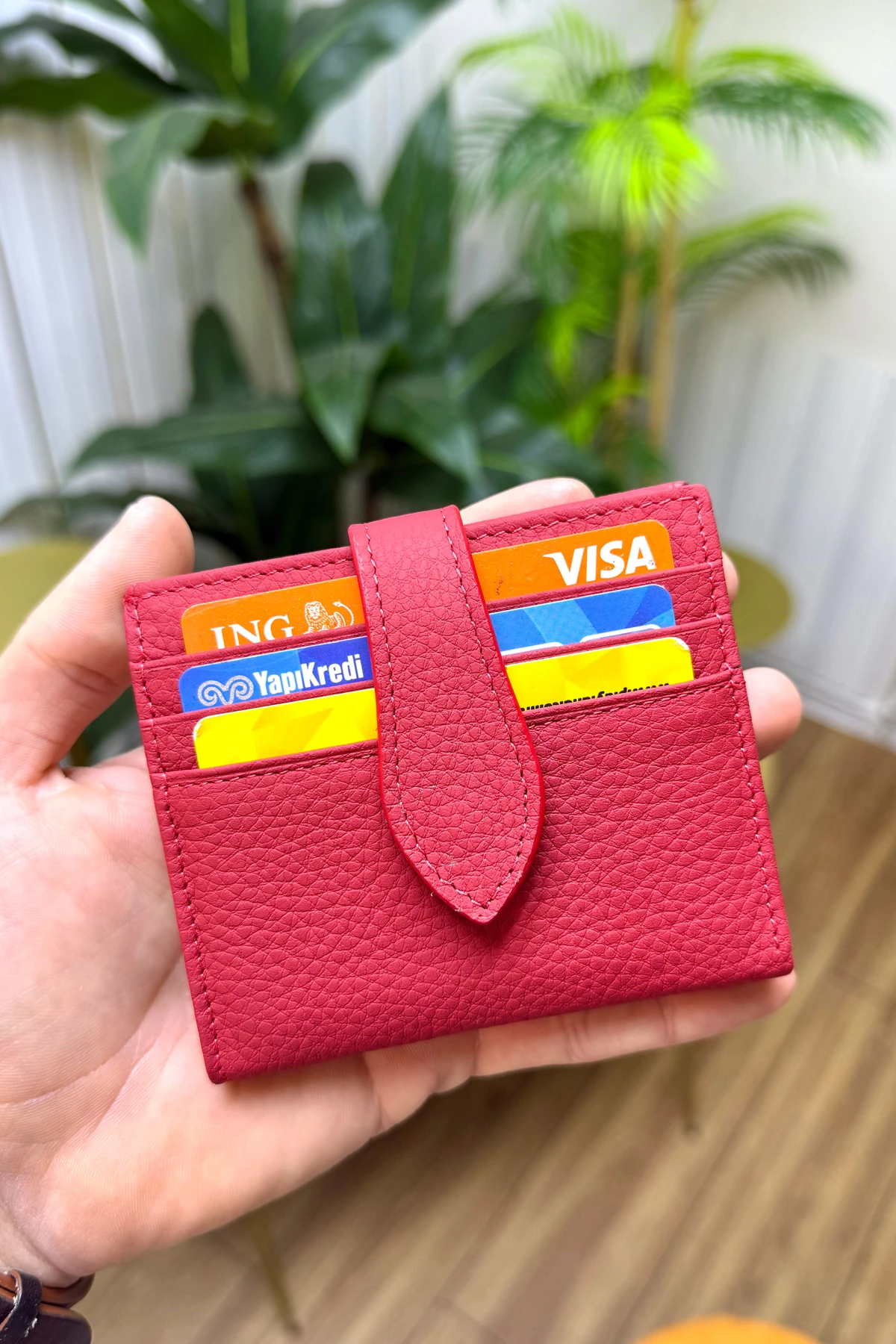 Flora Hakiki Deri Kadın Cüzdan Kibar Şık ve Kullanışlı - kırmızı