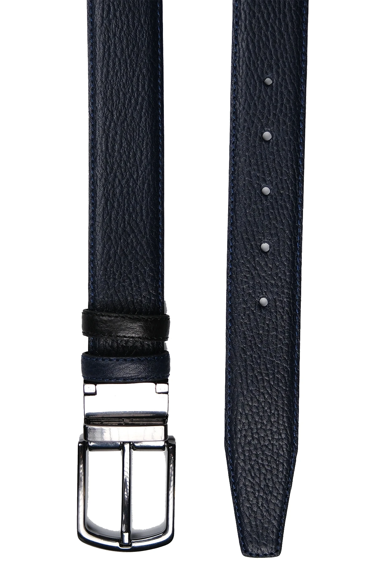 Hakiki Deri Özel Çift Taraflı 3,5 CM Erkek Kemer - lacivert