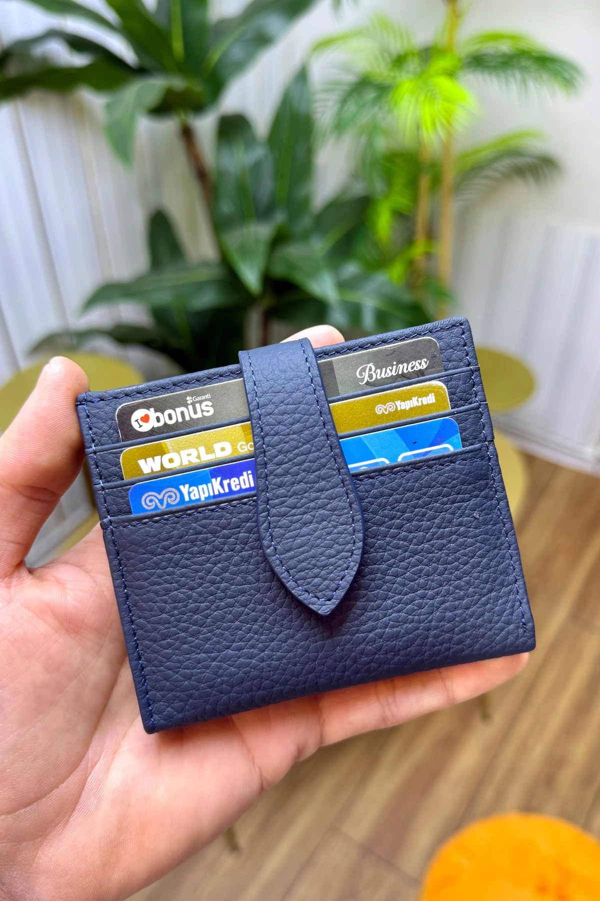 Flora Hakiki Deri Kadın Cüzdan Kibar Şık ve Kullanışlı - lacivert