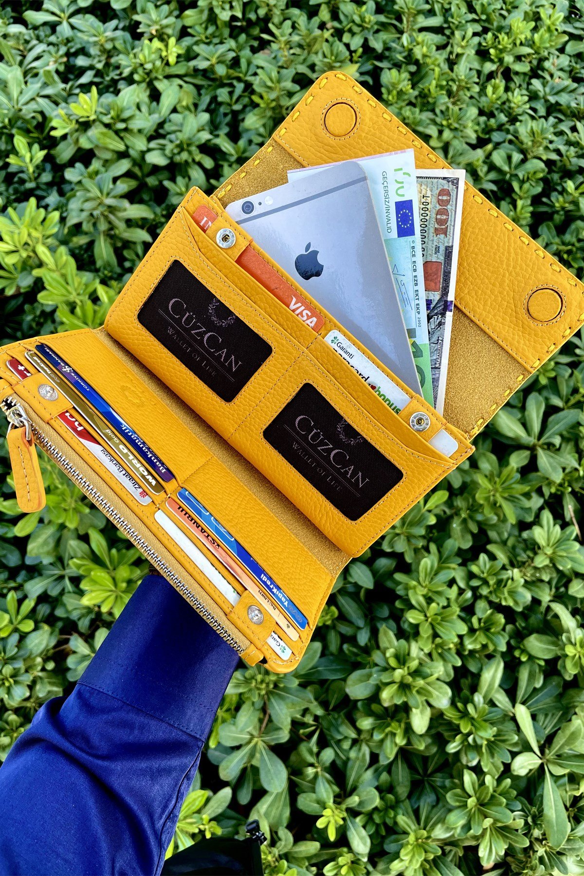 YellowLine Örgü Detaylı Hakiki Deri Kadın Cüzdan