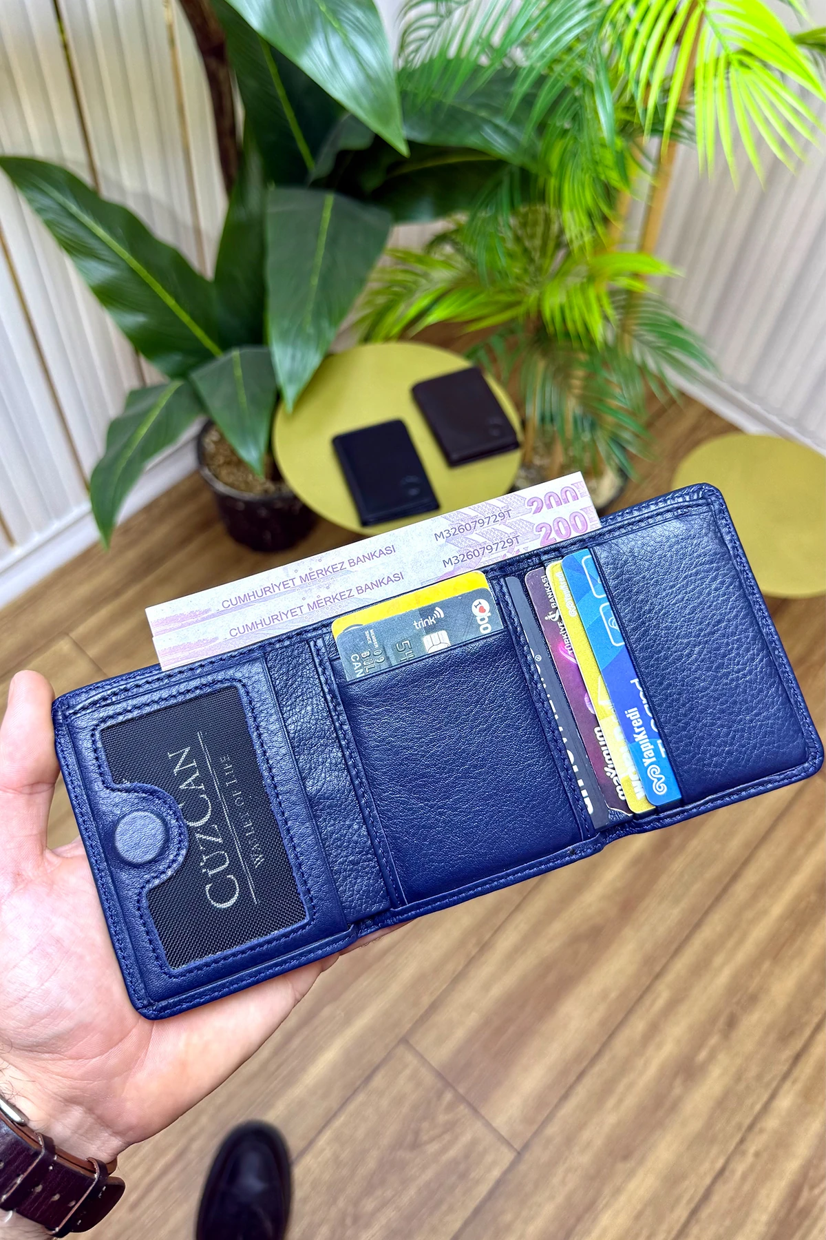 Roco Hakiki Deri Mıknatıslı Erkek Cüzdan Ufak ve Kullanışlı - lacivert