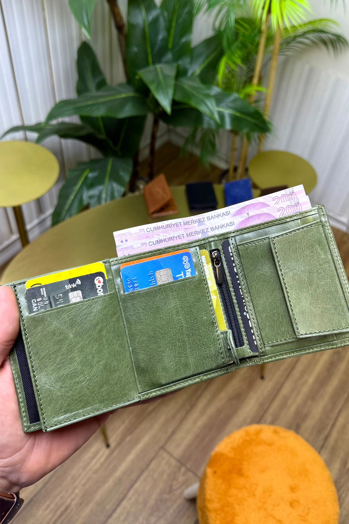 Florida Hakiki Deri Erkek Cüzdan ( UFAK VE KİBAR) - yeşil