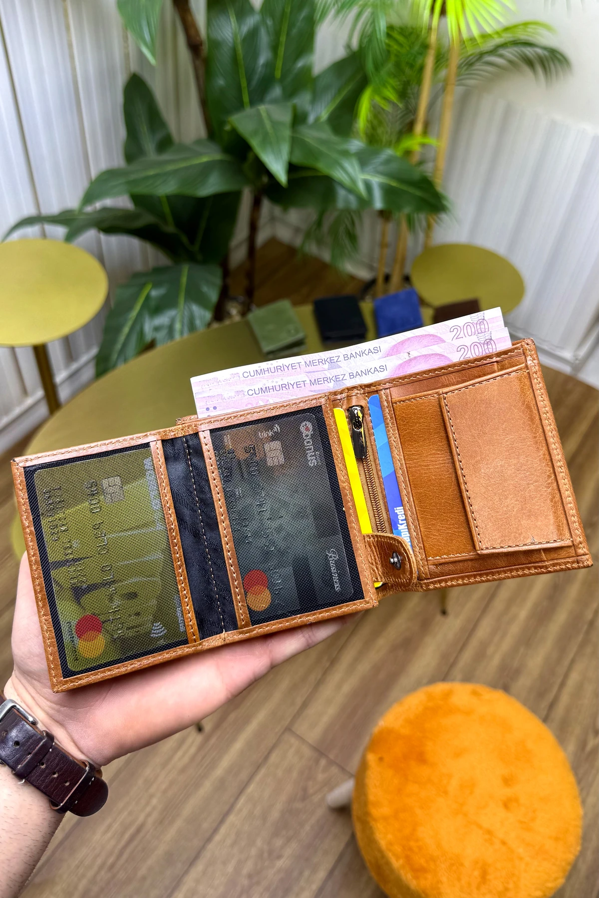 Florida Hakiki Deri Erkek Cüzdan ( UFAK VE KİBAR) - taba