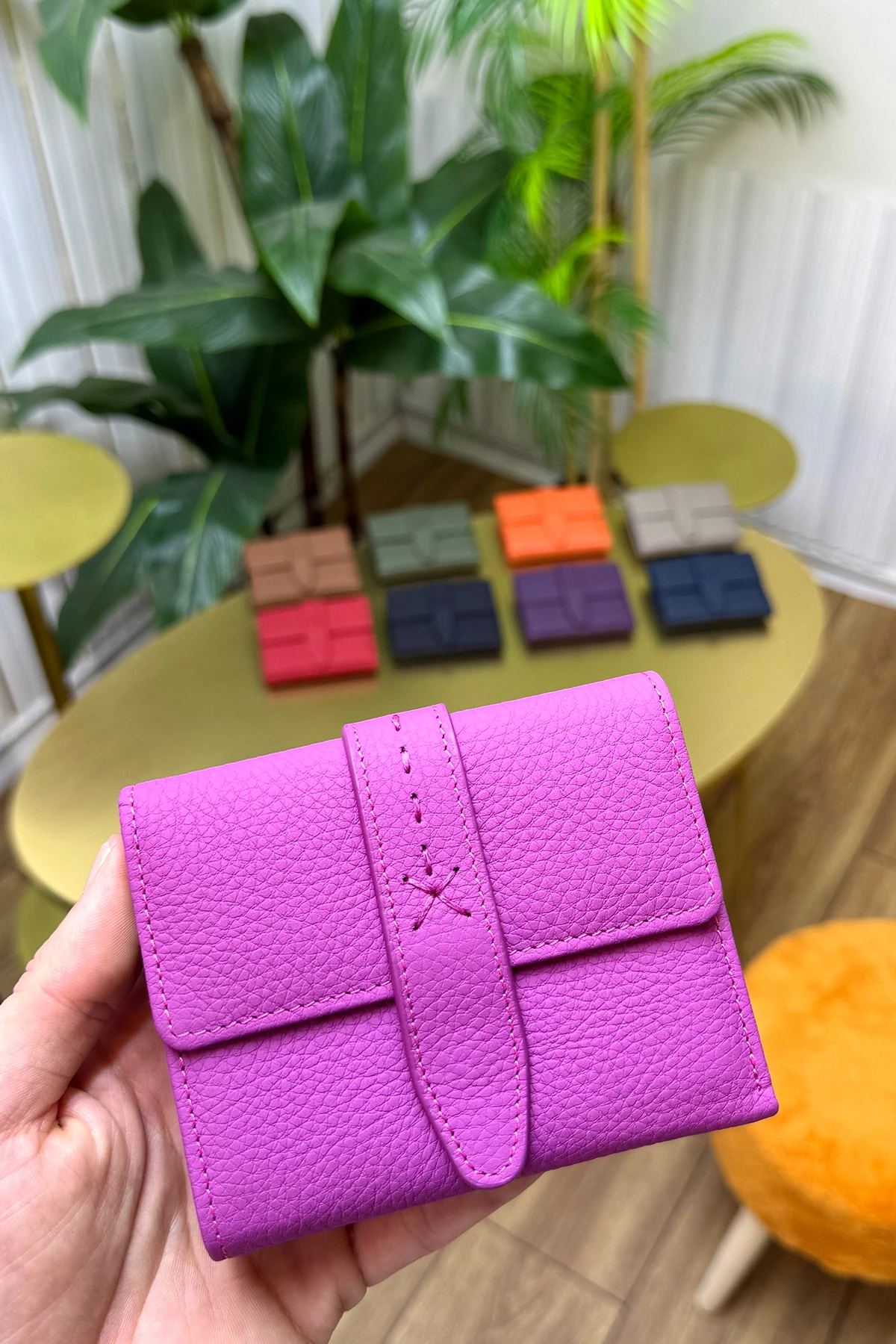 Lily Hakiki Deri Kadın Cüzdan Kibar Şık ve Kullanışlı - fuşya