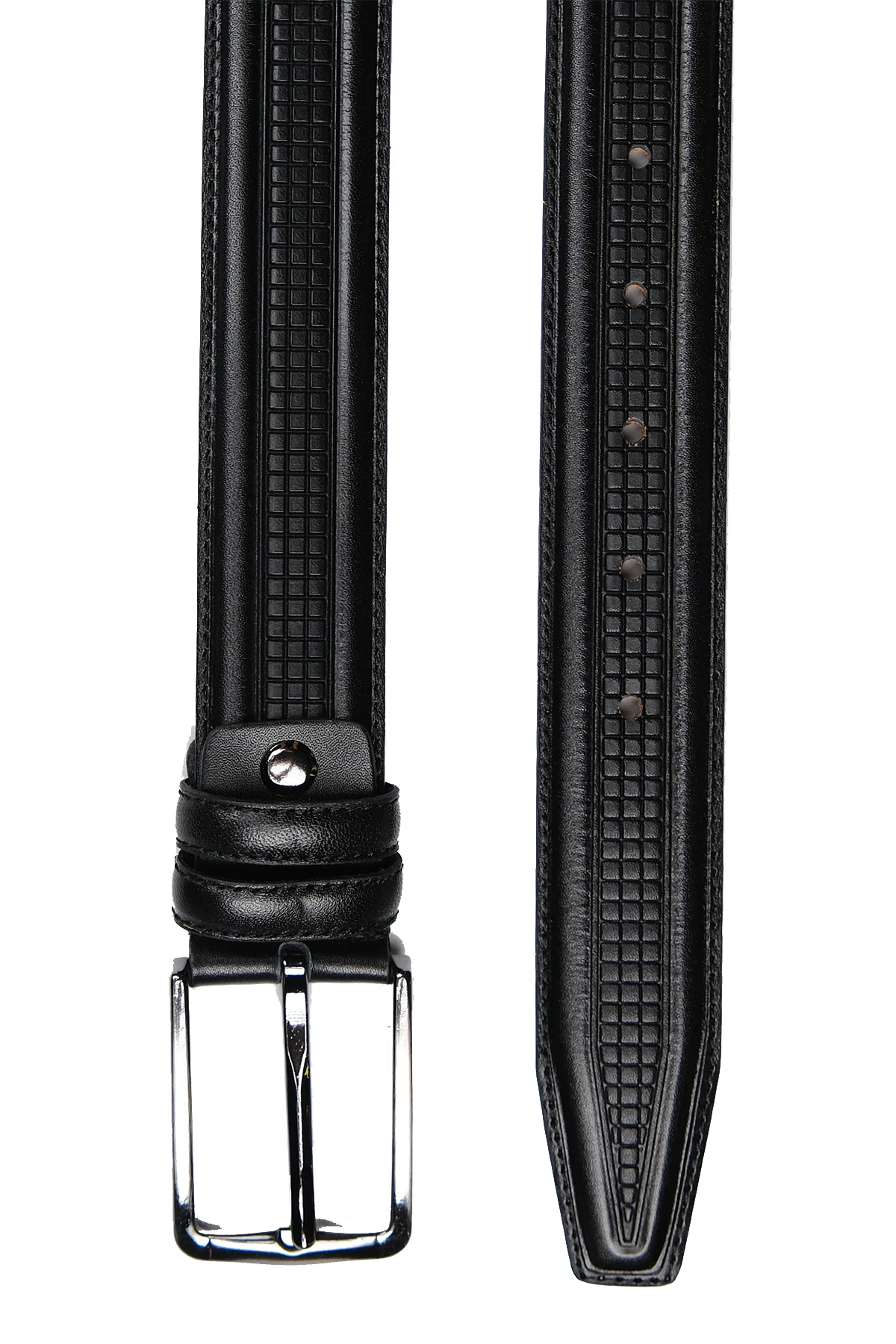 Hakiki Deri Hasır 3 CM Erkek Kemer (KUMAŞ/KETEN) - siyah