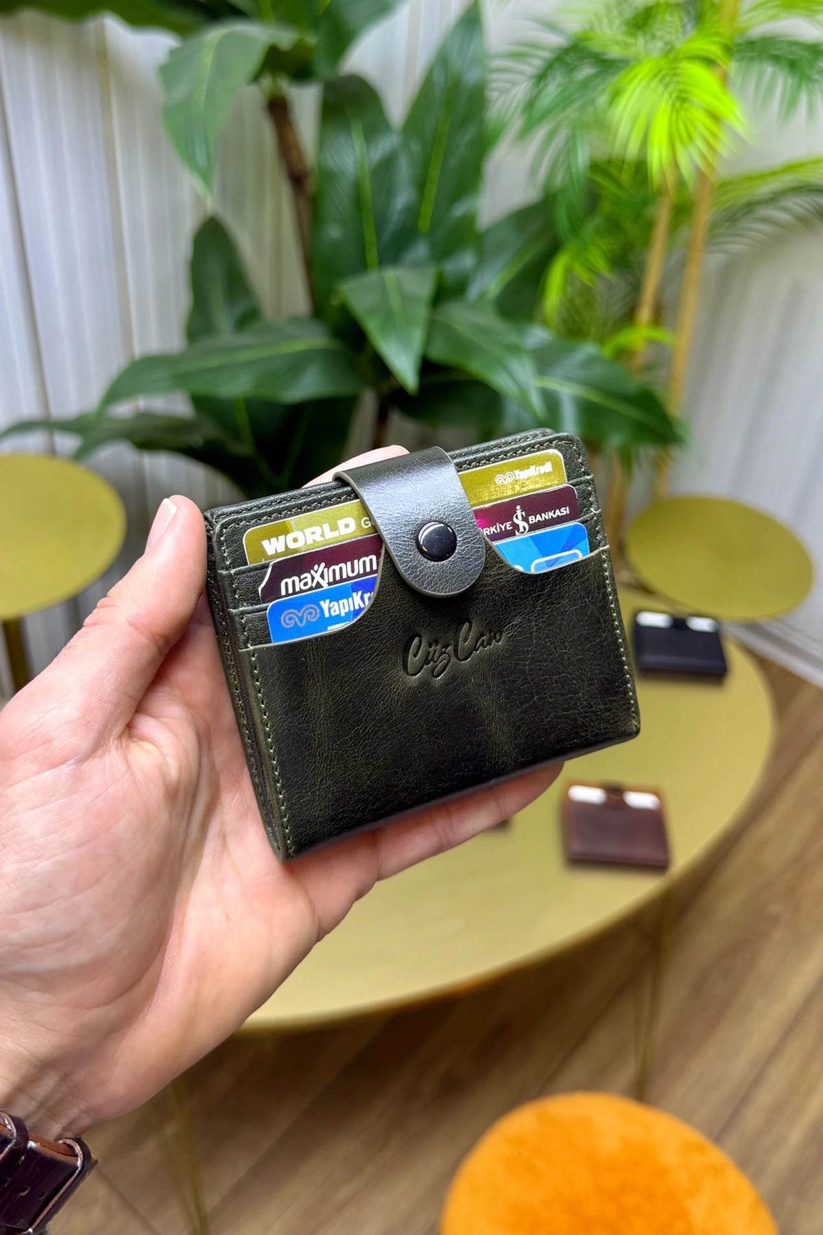 Enra Hakiki Deri Kartlık Cüzdan Kİbar Şık ve Kullanışlı - haki