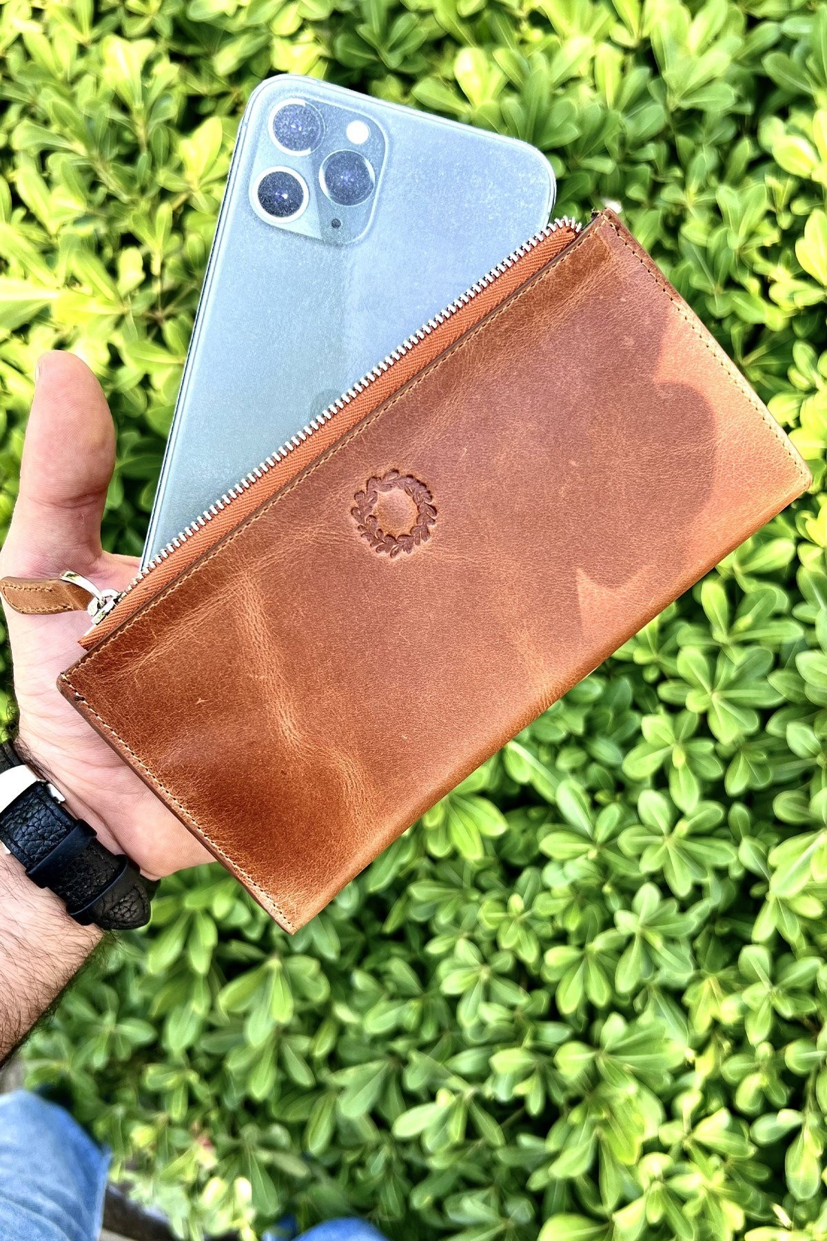 Unisex Editon Crazy Taba Hakiki Deri Telefon Cüzdanı