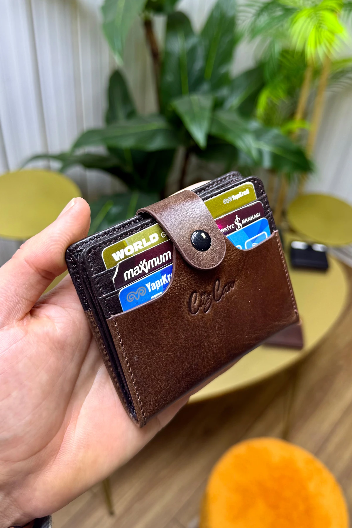 Enra Hakiki Deri Kartlık Cüzdan Kİbar Şık ve Kullanışlı - kahverengi