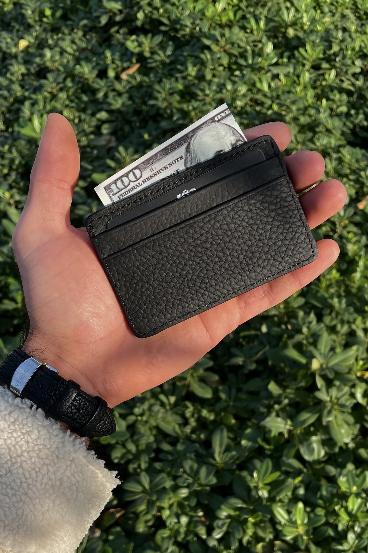 Unisex Siyah Mini Design Hakiki Deri Kartlık Cüzdan