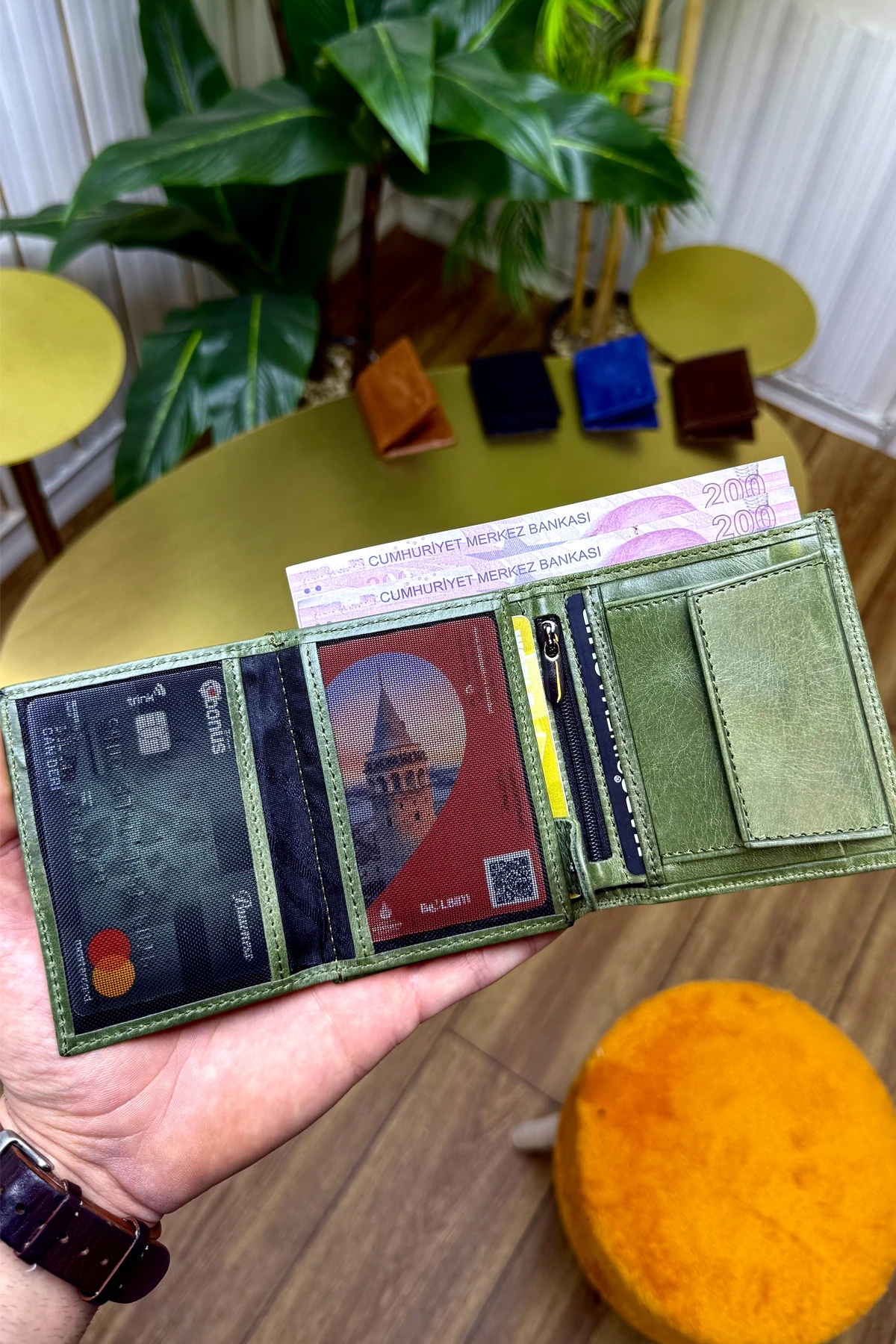 Florida Hakiki Deri Erkek Cüzdan ( UFAK VE KİBAR) - yeşil