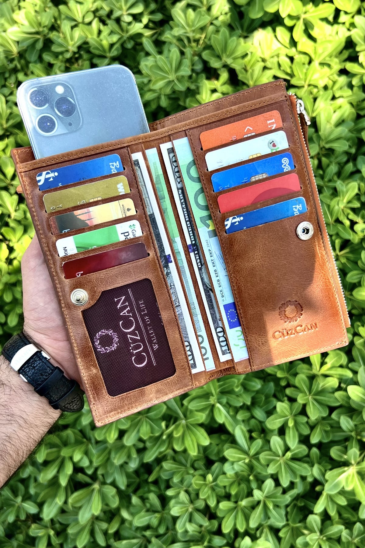 Unisex Editon Crazy Taba Hakiki Deri Telefon Cüzdanı