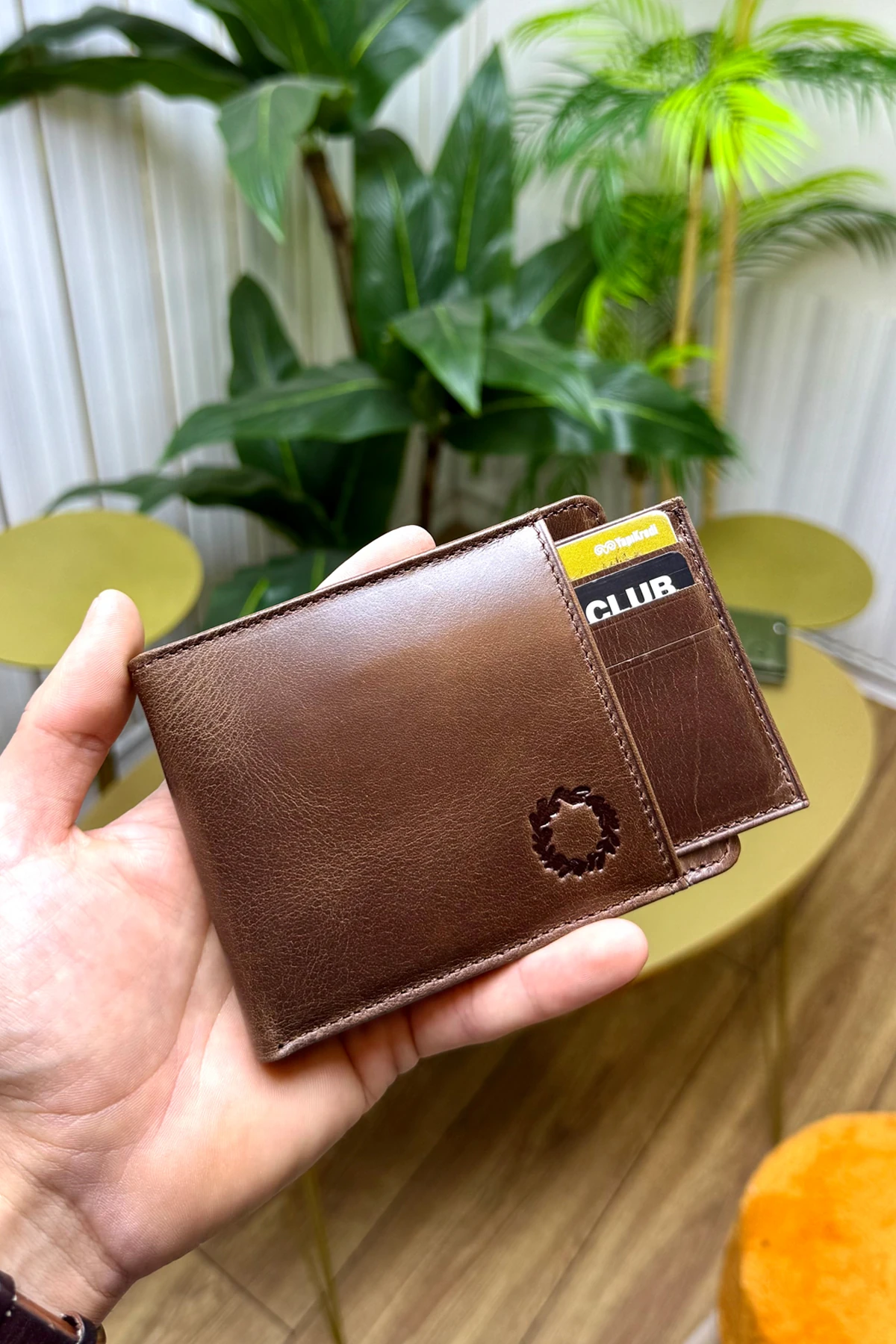 M.UTD Brown Hakiki Deri Kartlık Hediyeli Cüzdan