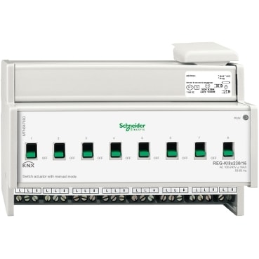 Switch actuator, KNX, with manual mode, 230V, 16A, 8 module