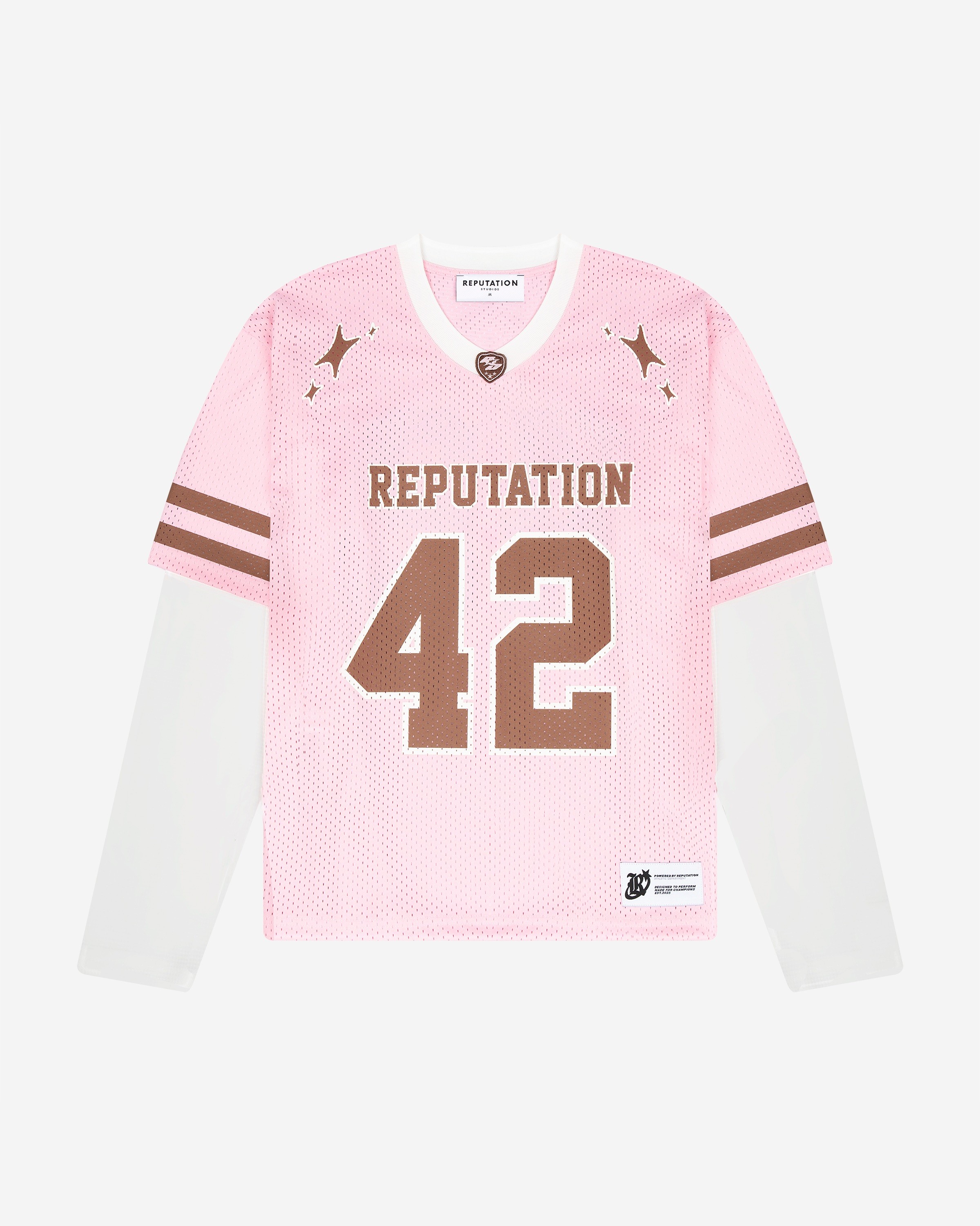 Mesh Layered Jersey - Pink Striped