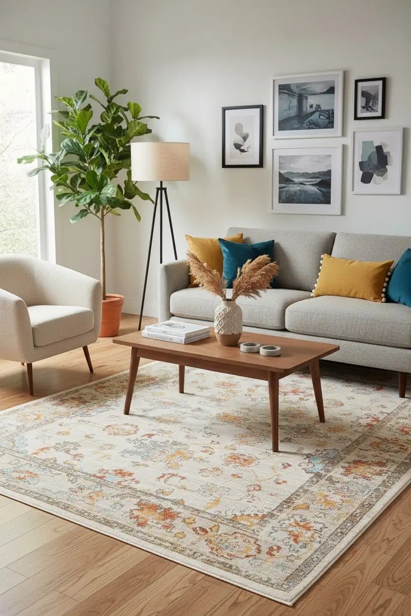 EMİRGAN HALI RUSTİK SERİSİ RS 10 MULTİ - VİNTAGE ETNİK VE ESKİTME DESENLİ SALON HALISI