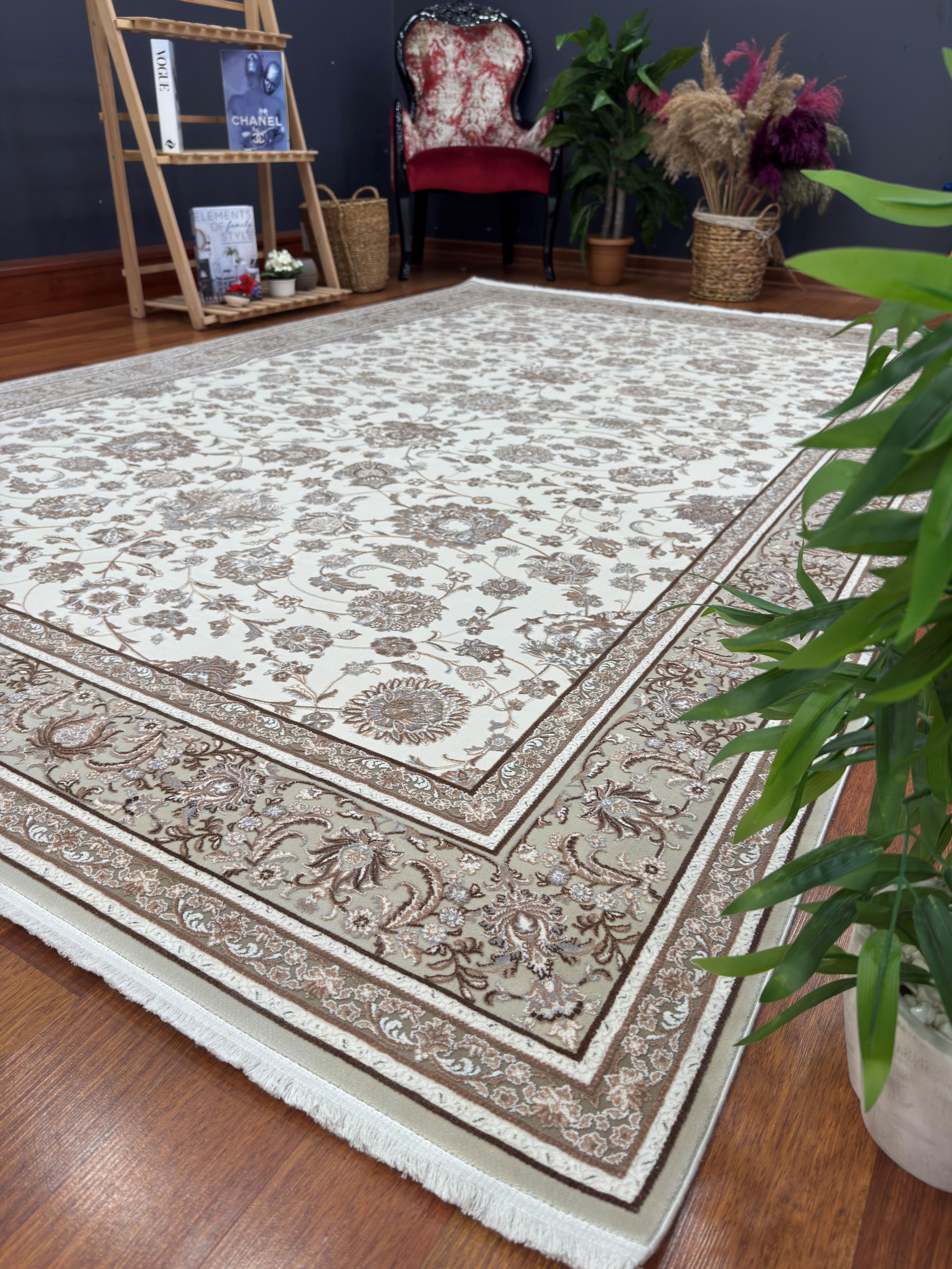 EMİRGAN HALI İPEK HALI SRS 01 KAHVE BEJ SALON HALISI
