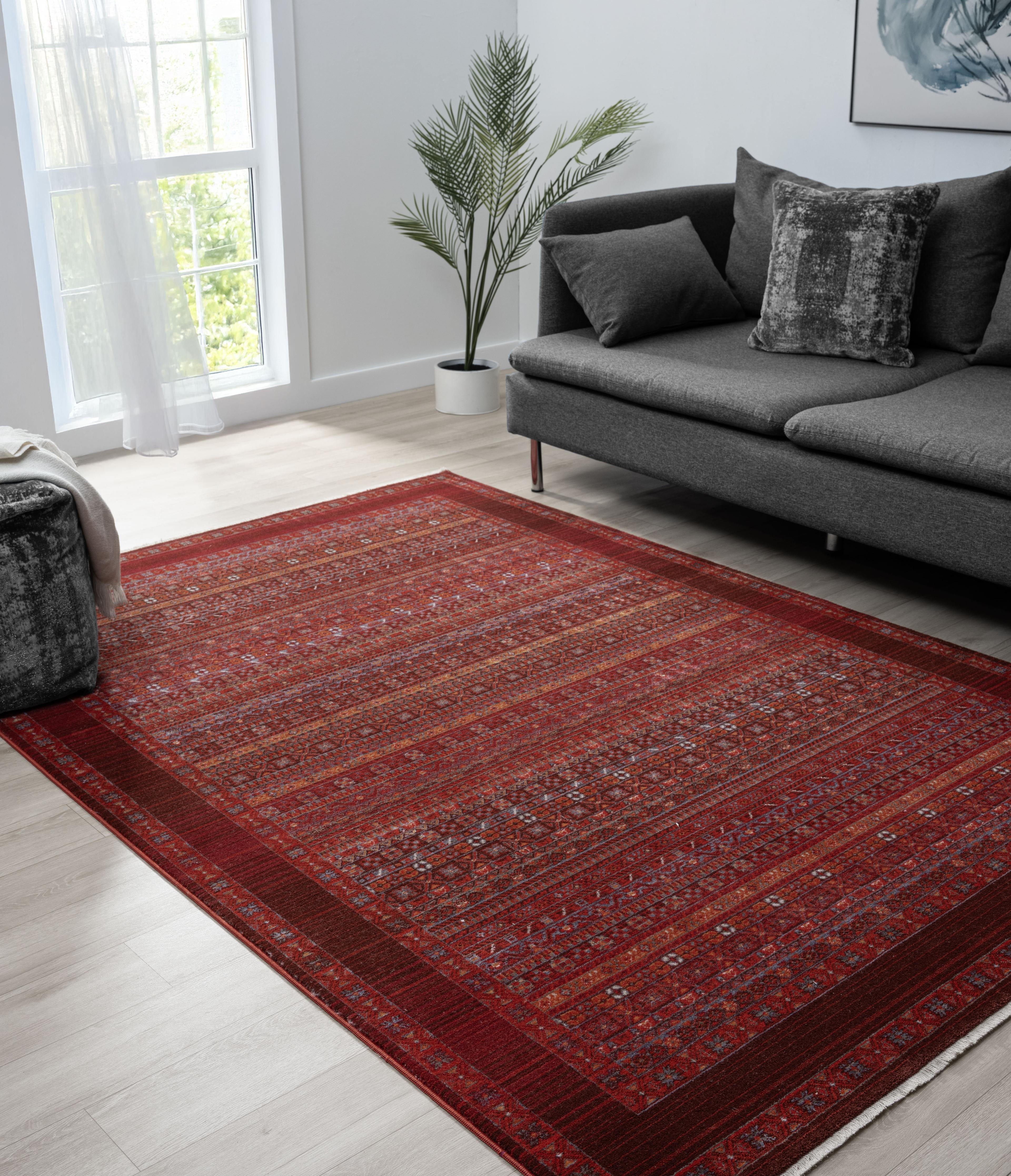EMİRGAN HALI ASRIN SERİSİ ASR 12 BORDO ESKİTME DESENLİ MAKİNE HALISI